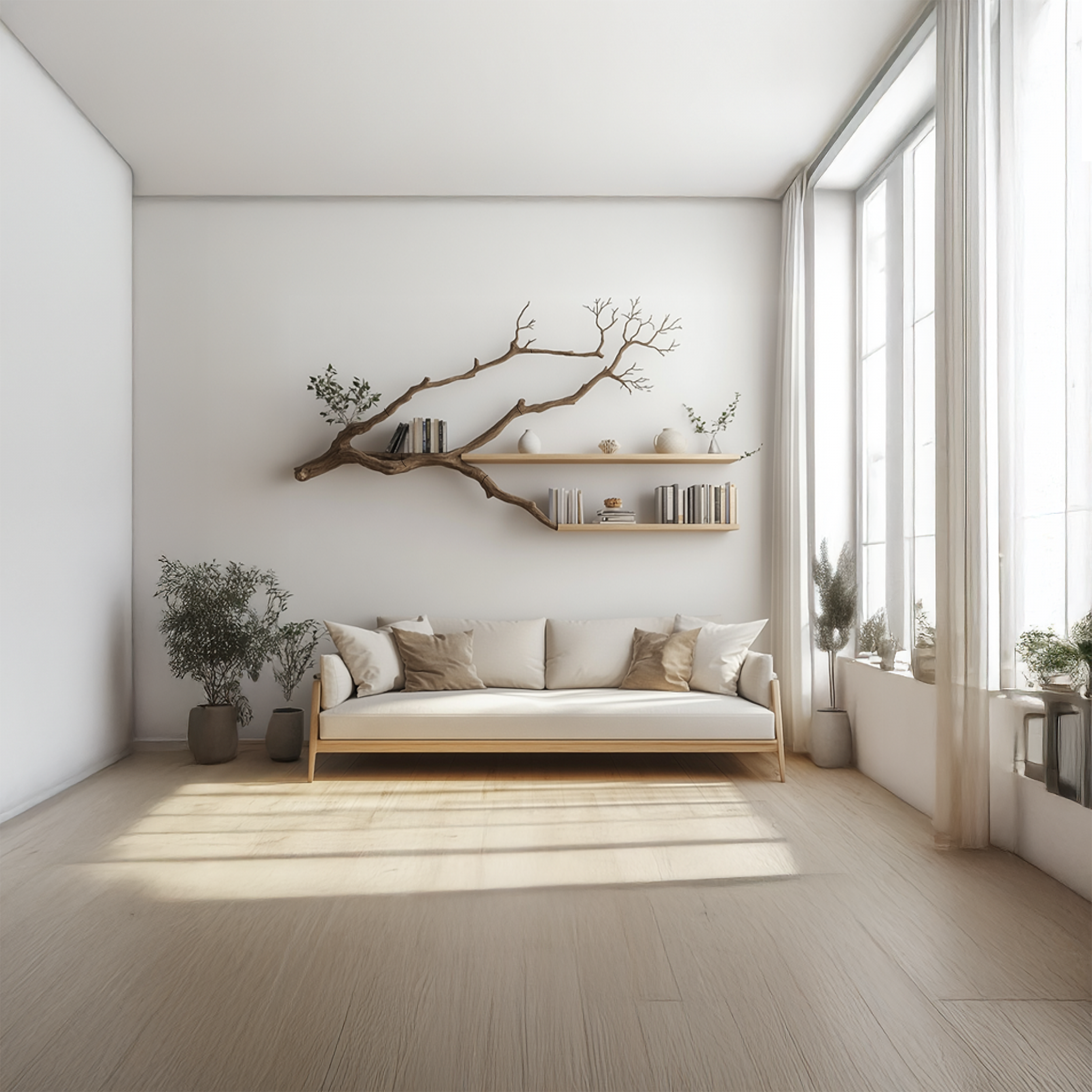 Rustic Tree Wall Shelf For Modern Bedroom Decor SINLSATBS039