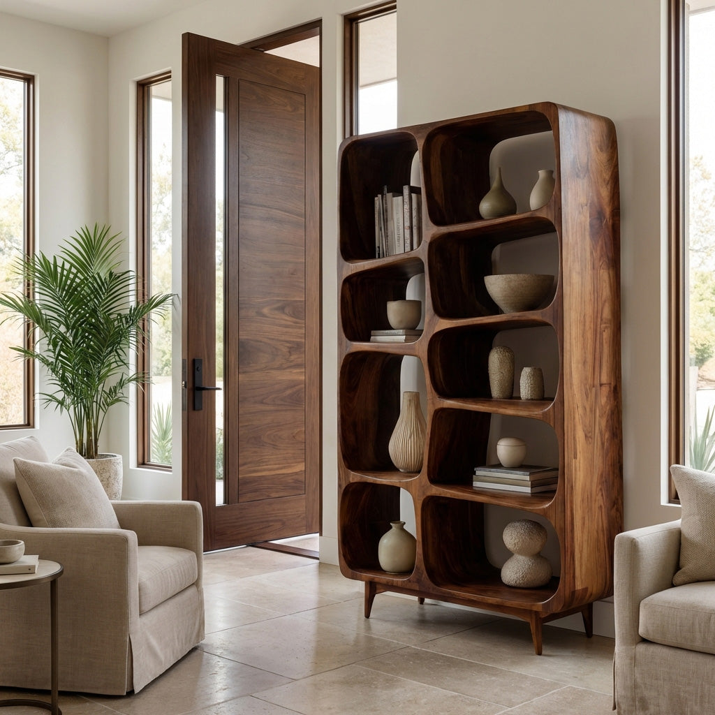 Contemporary Solid Wood Bookshelf For Coastal Interior RTTHHNBS136