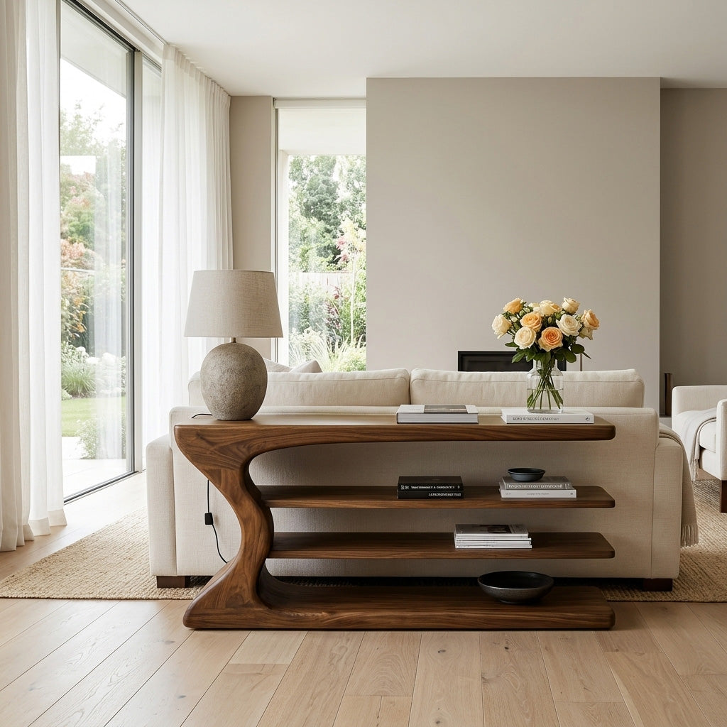 Artistic Natural Wood Console Table For Minimal Entry Interior RTTHHNCS034