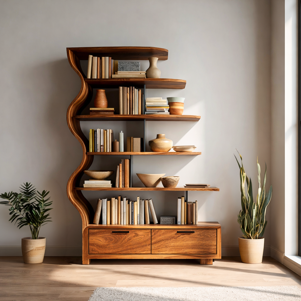 Contemporary Natural Wood Bookshelf For Interior Space RTTHTTBS121