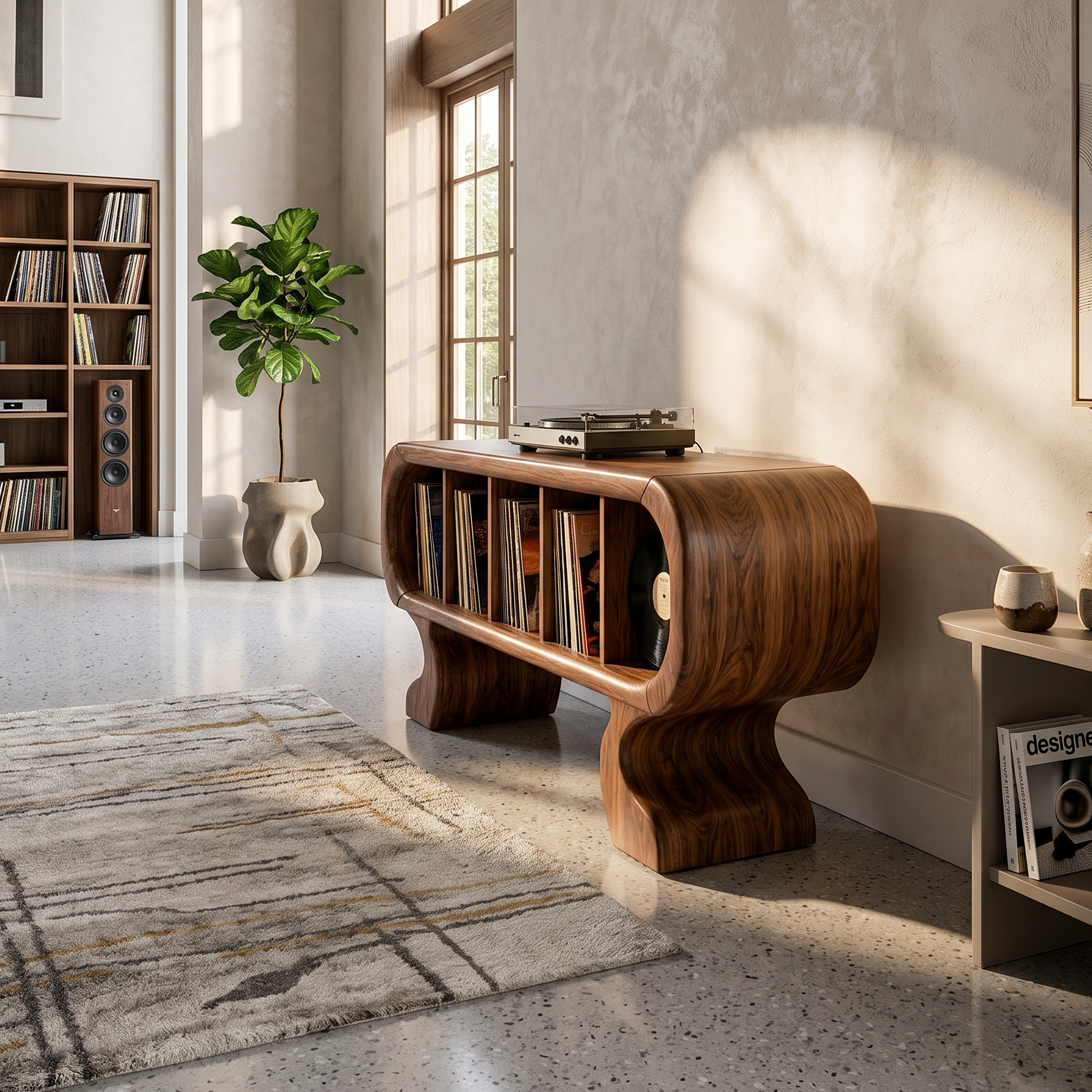 Contemporary Curved Record Player Stand Luxury Suite SILDTTRRPT039