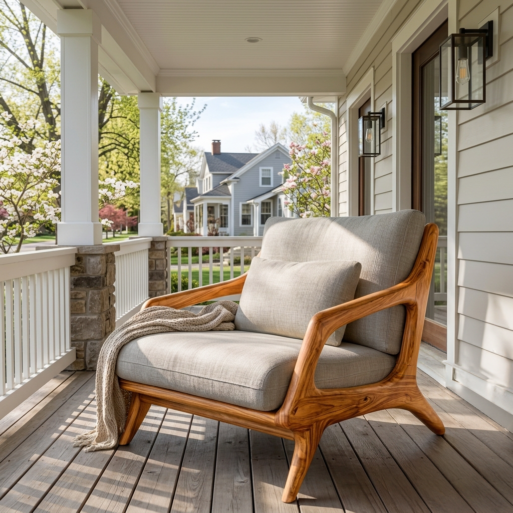 Organic Wooden Armchair With Sculptural Frame For Home RTTHTTACC027