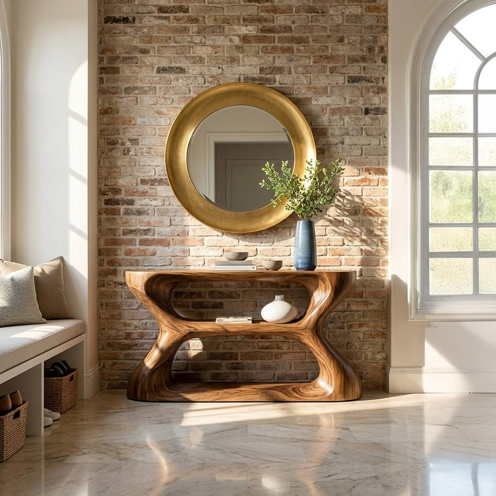 Organic Style Natural Wood Console Table For Living Room RTTHHNCS046