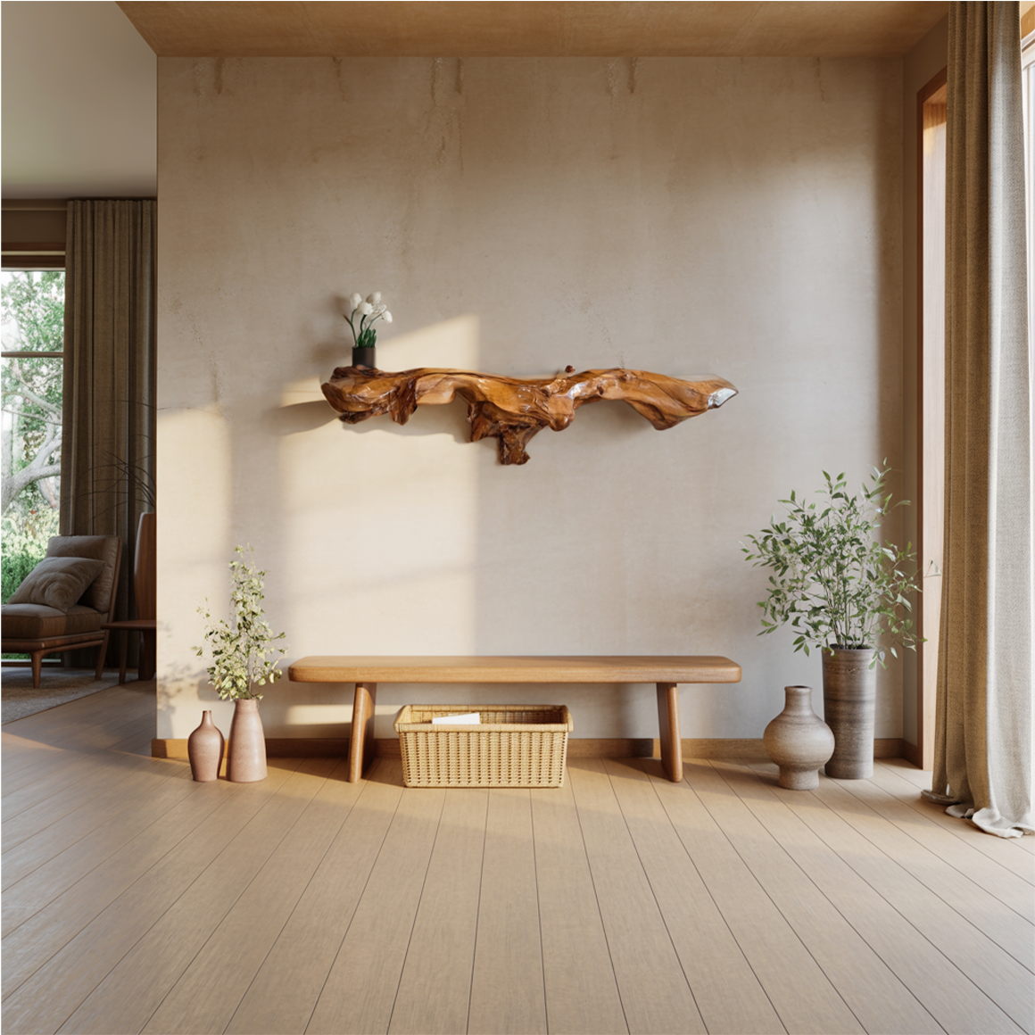 Organic Statement Wall Shelf For Living Room And Entryway SINLSAFL327