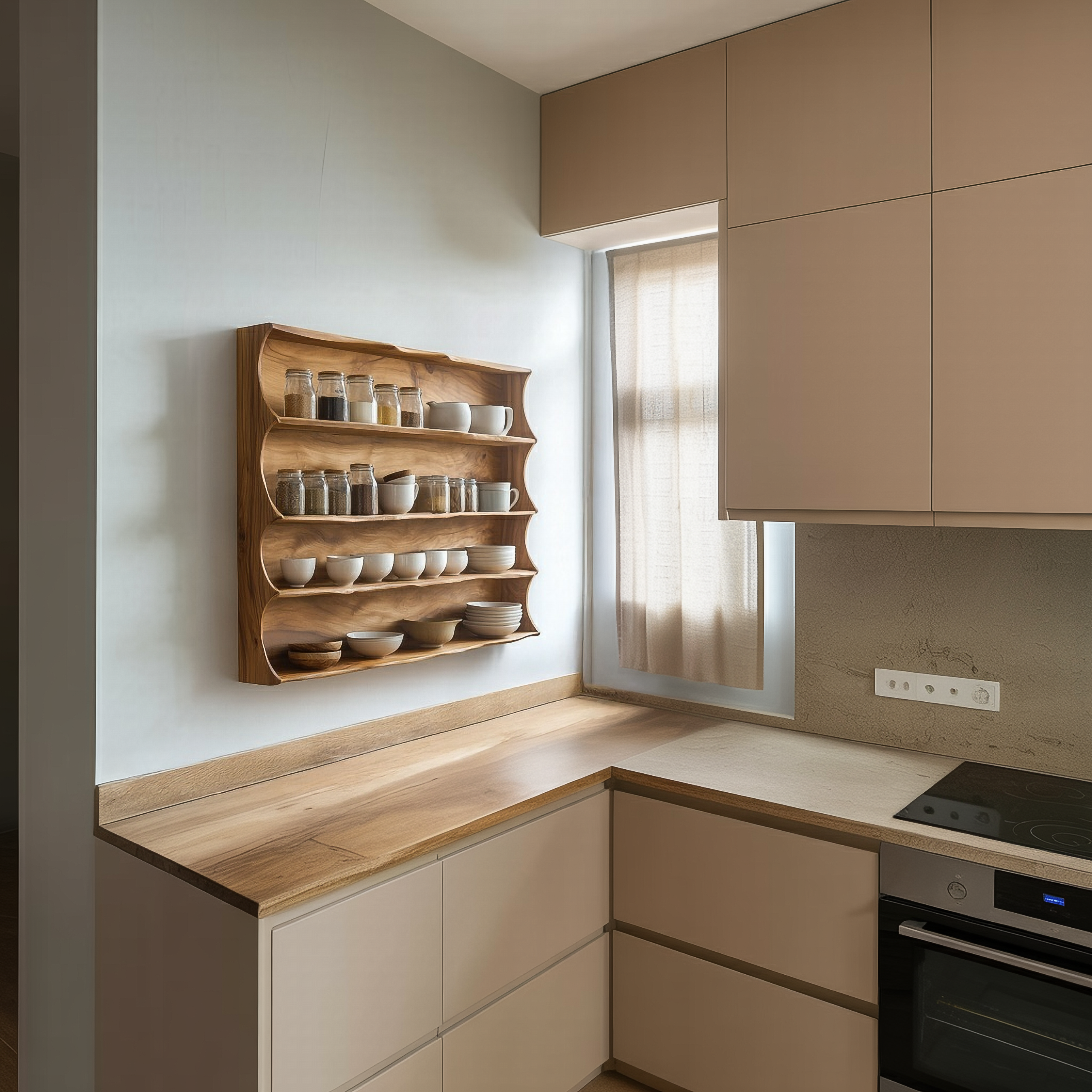 Mid Century Wall Mounted Display Shelf For Kitchen And Dining Room SINLSAKC004