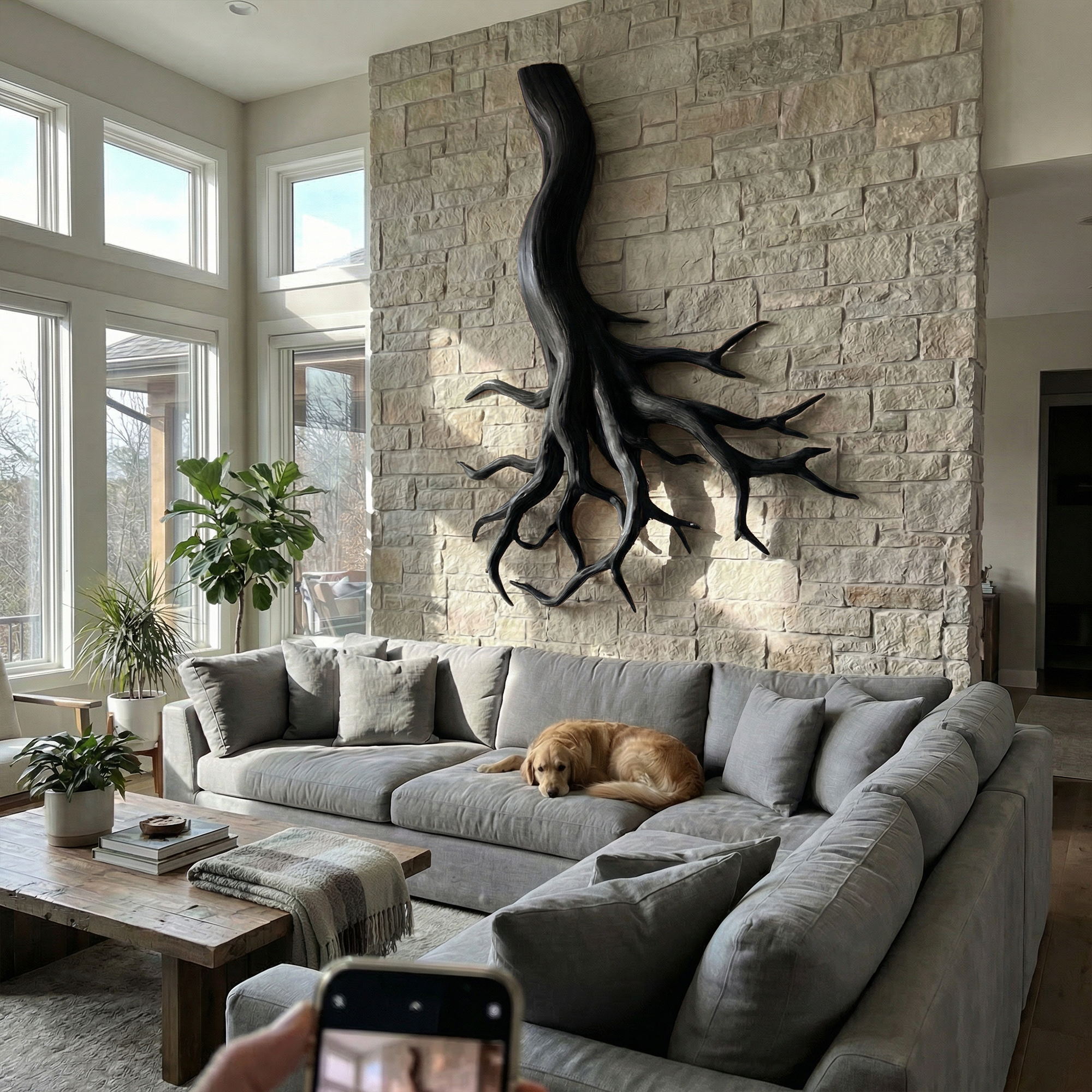 Rustic Organic Root Sculpture Wall Decor Living Room And Hallway SINLKIWD057
