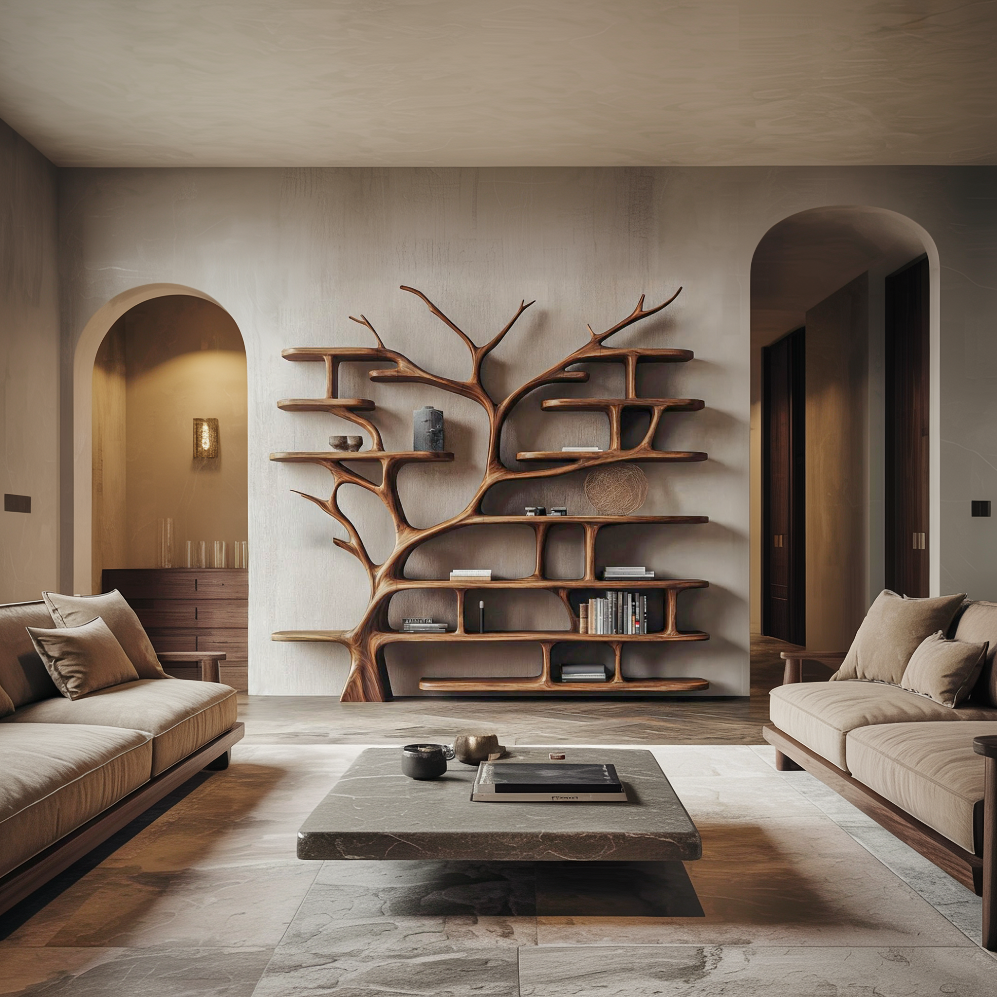 Rustic Storage Tree Bookshelf Living Room Or Reading Area SINLSATB695