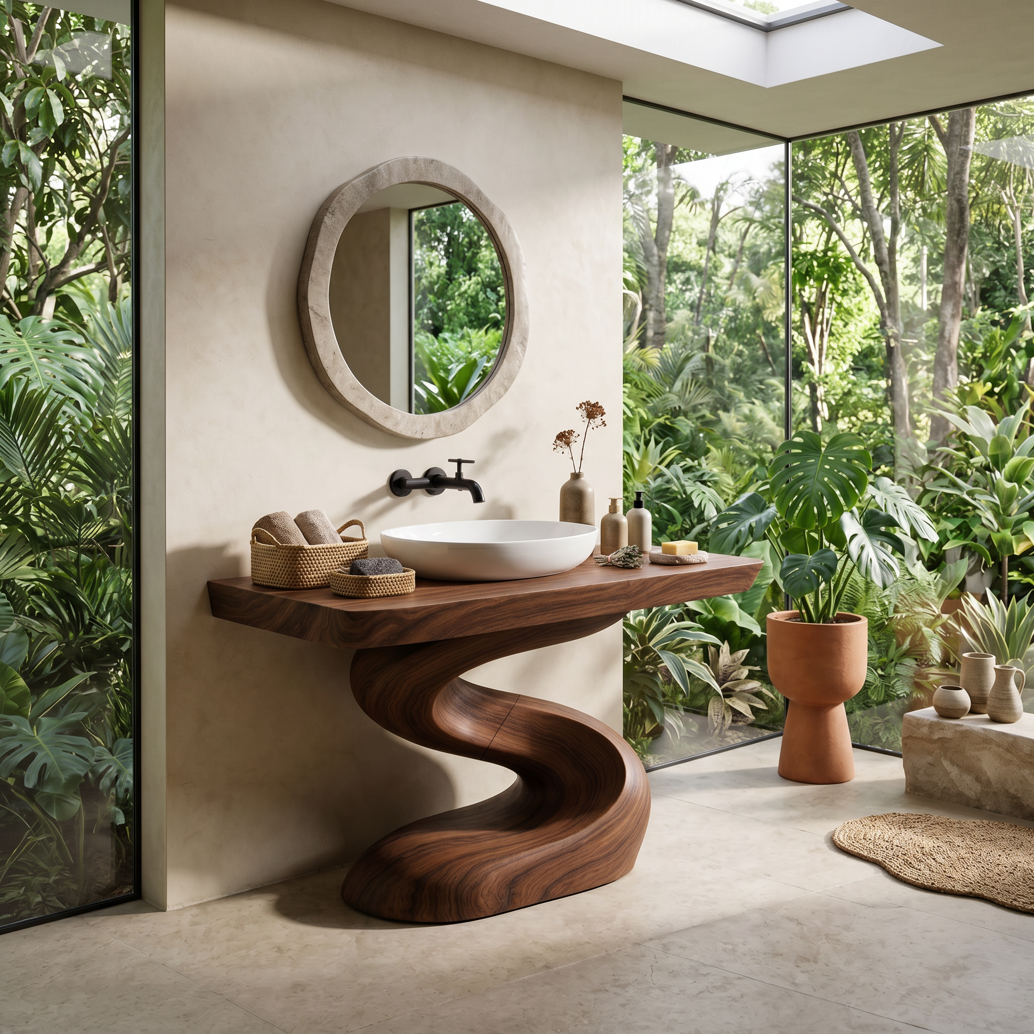 Spa Style Wood Washstand Vanity For Wellness Bathroom SILDTTRBRV154
