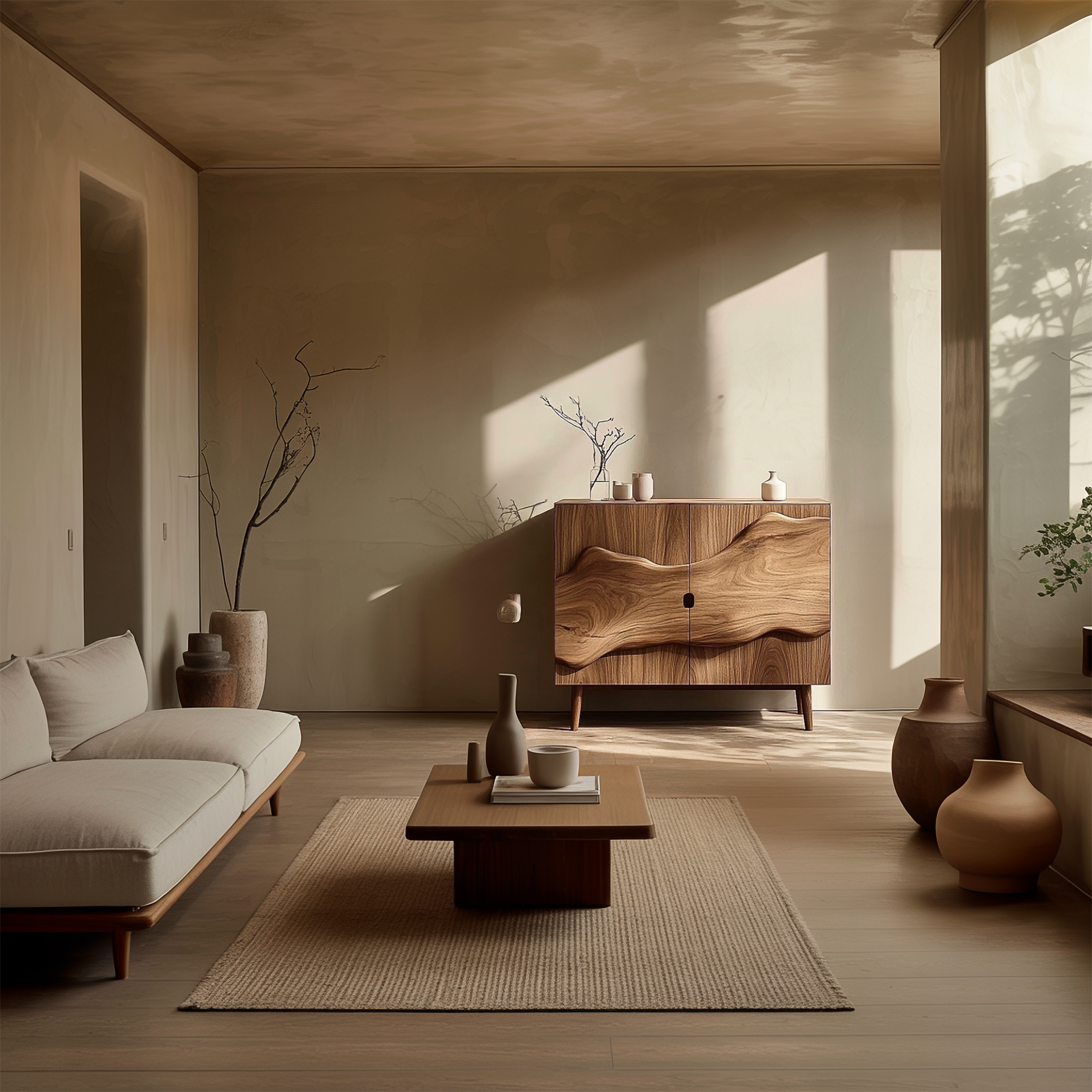 Organic Modern Display Storage Cabinet For Living Room And Entryway SINLSASC357