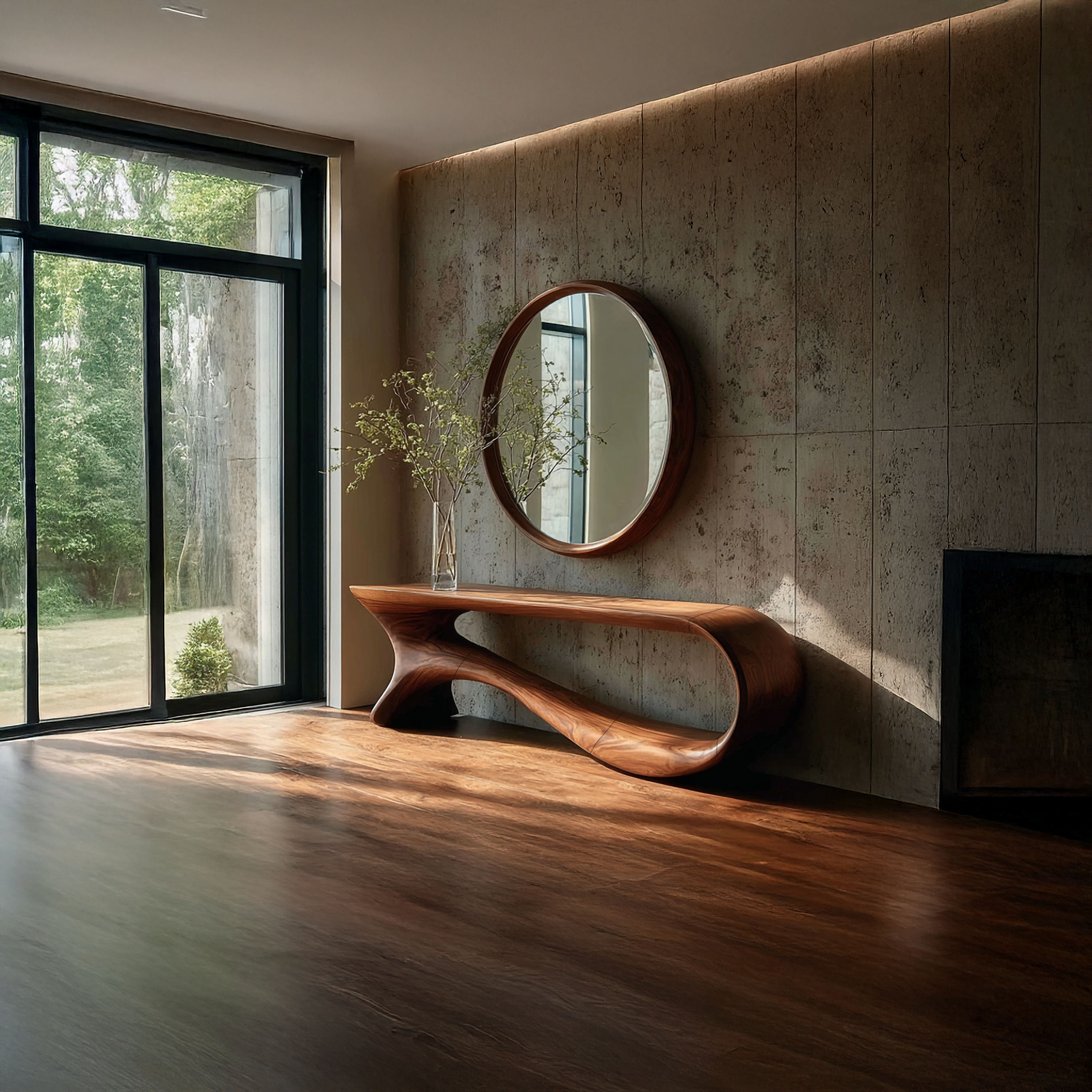 Mid Century Curved Console Table Modern Hallway Living SINLSACS095