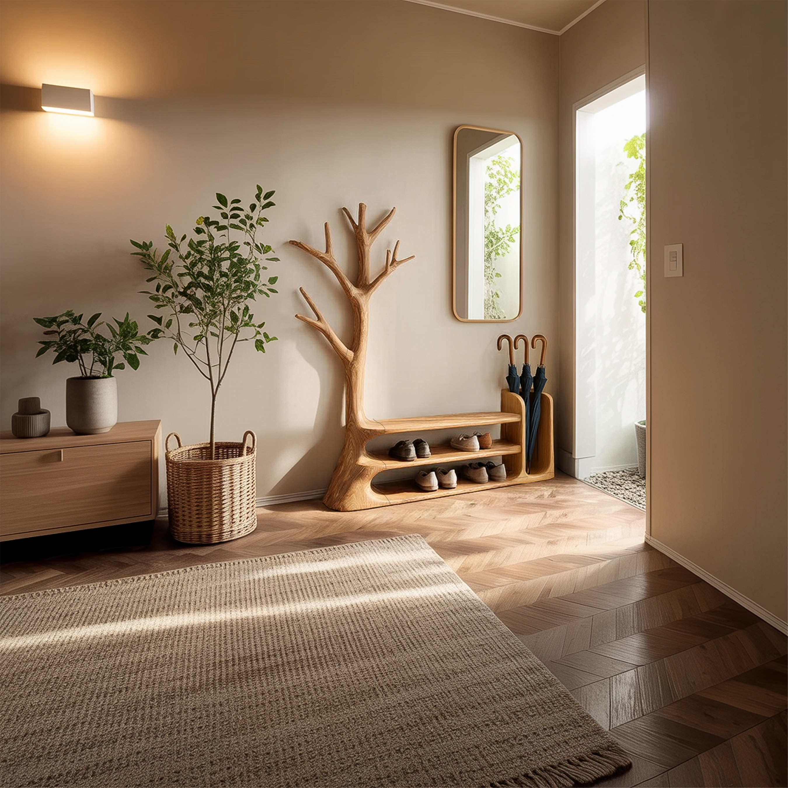 Rustic Tree Entryway Bench For Entryway And Hallway SINLSATCR075
