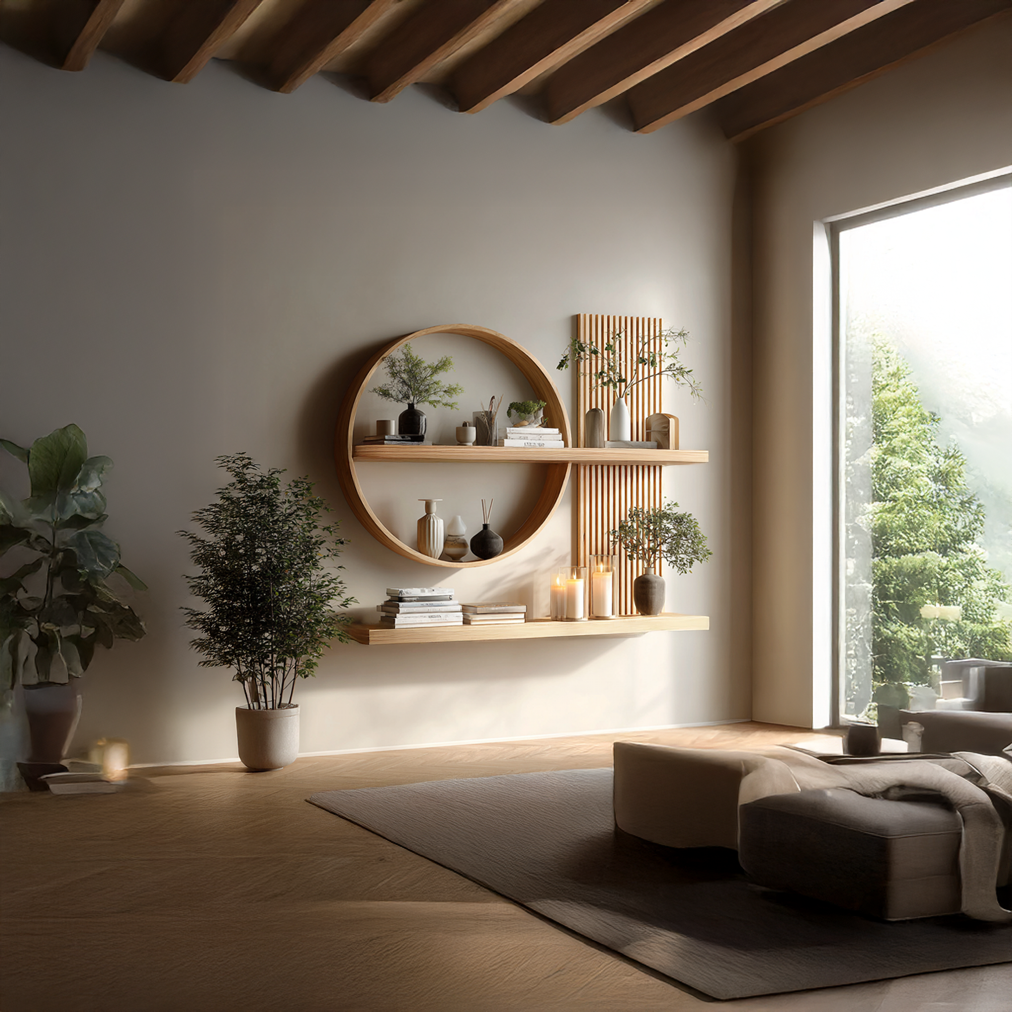 Scandinavian Japanese Wall Decor Shelf Living Room And Natural Room SINLSAFL234