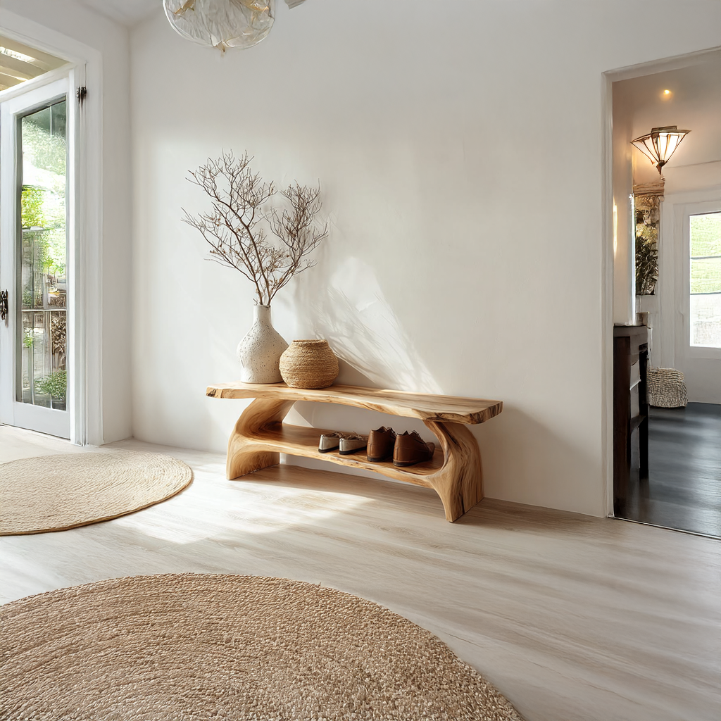 Rustic Entryway Shoe Bench Living Room SINLSASB031