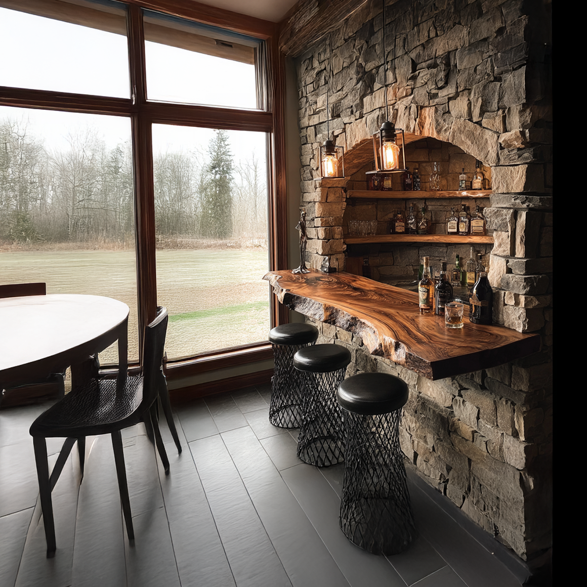 Rustic Live Edge Bar Shelf Home Decor SINLSAFL174