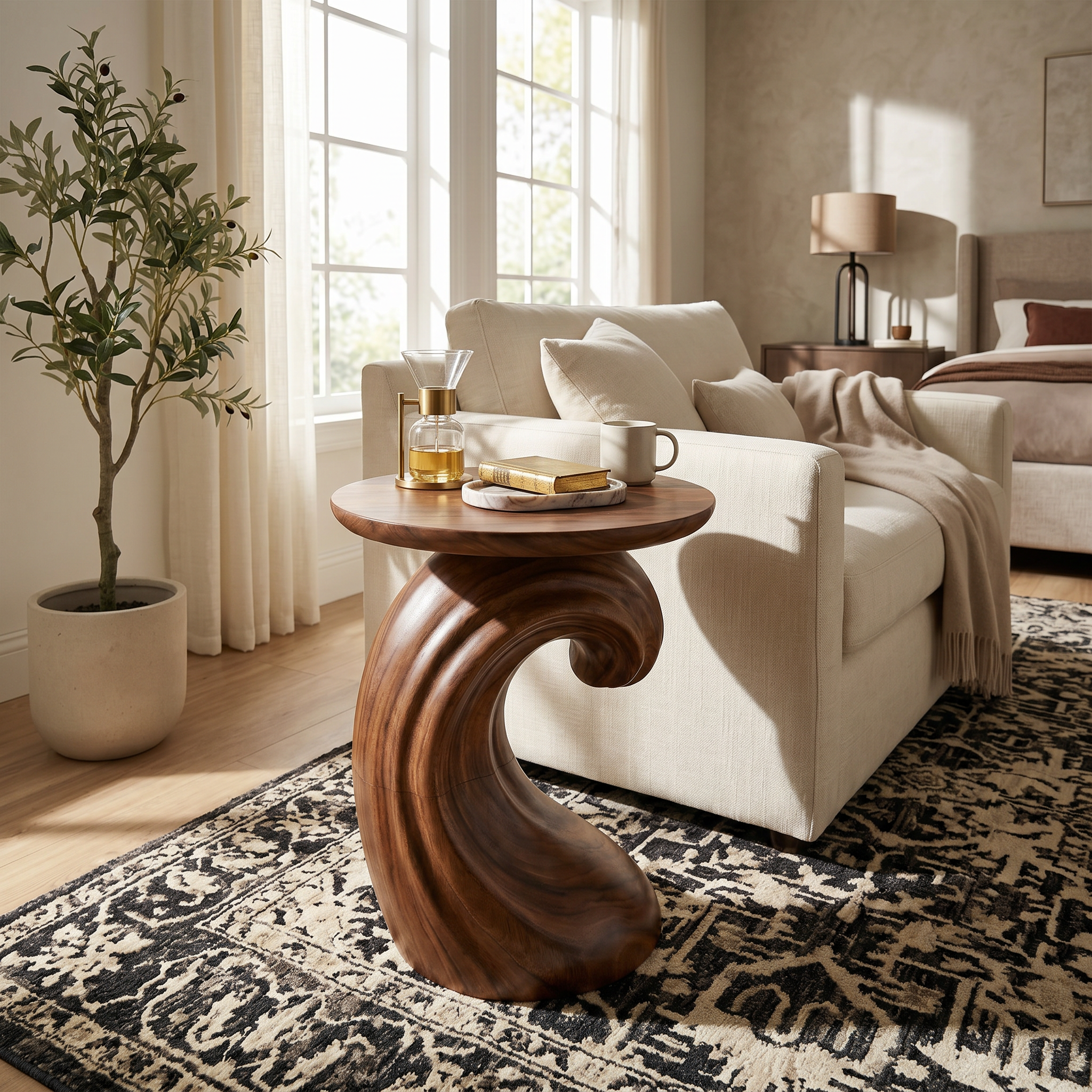 Rustic Tree Base Accent Table Master Bedroom SILDTTRSTA045