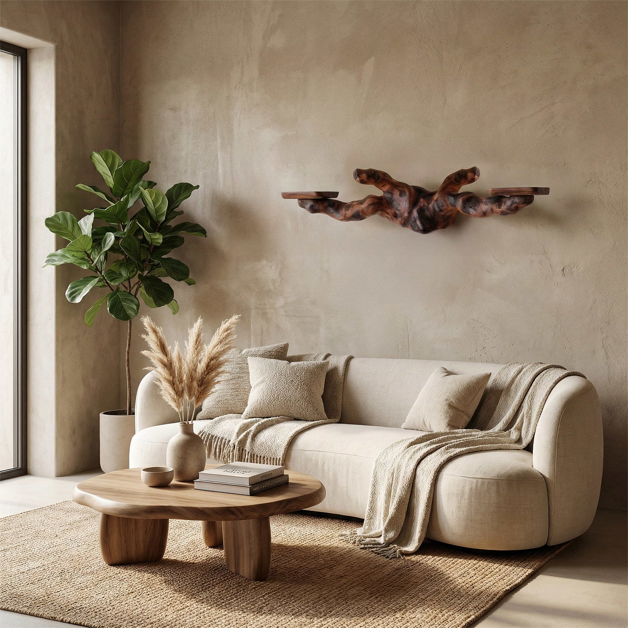 Rustic Floating Shelf Wood For Living Room SINLSAFL521