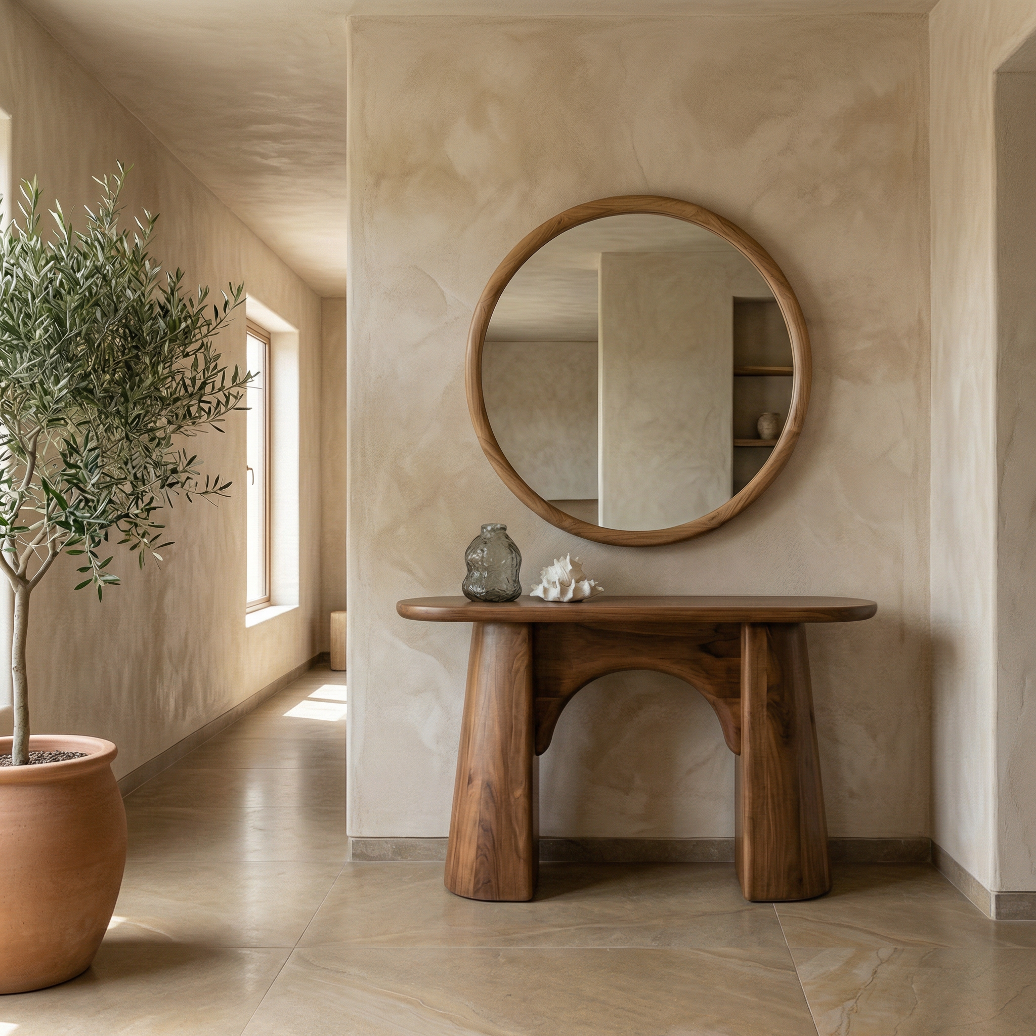 Organic Minimalist Console Table Solid Wood Living Room SINLSACS521