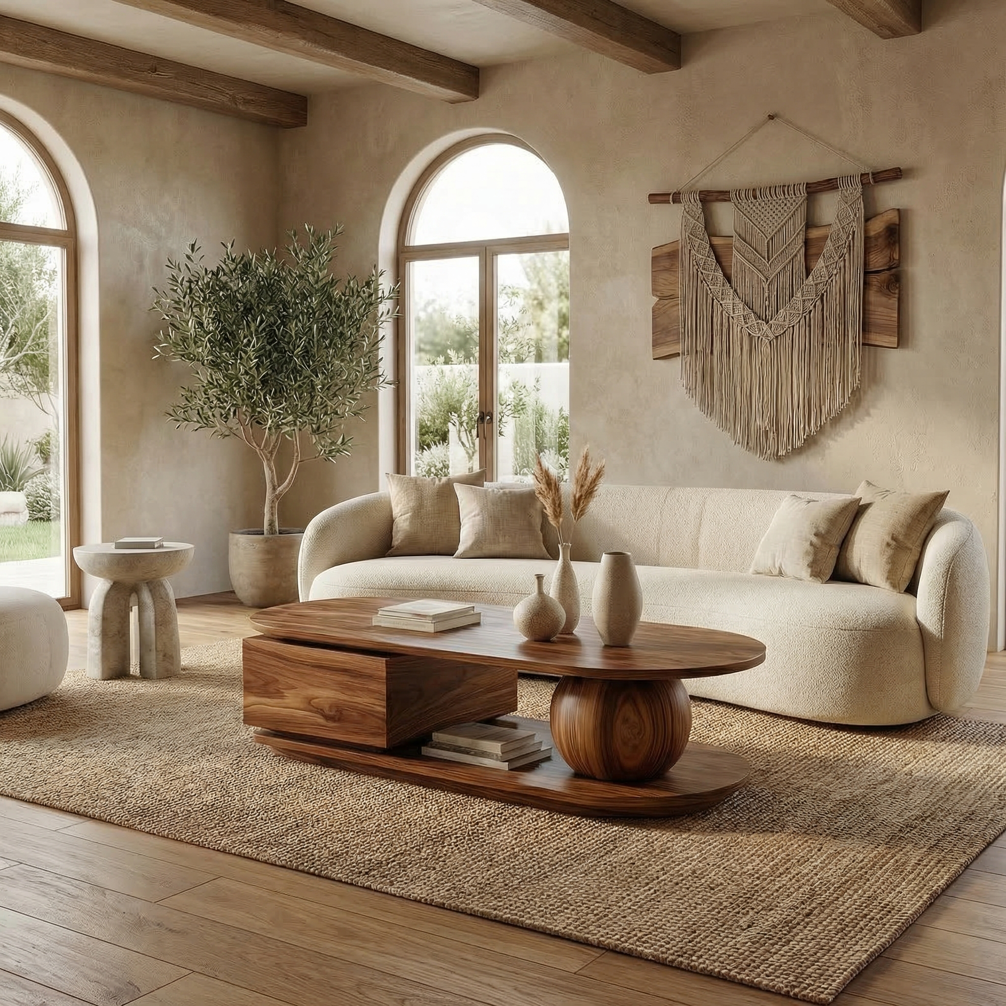 Rustic Coffee Table Solid Wood For Living Room SINLSACF331