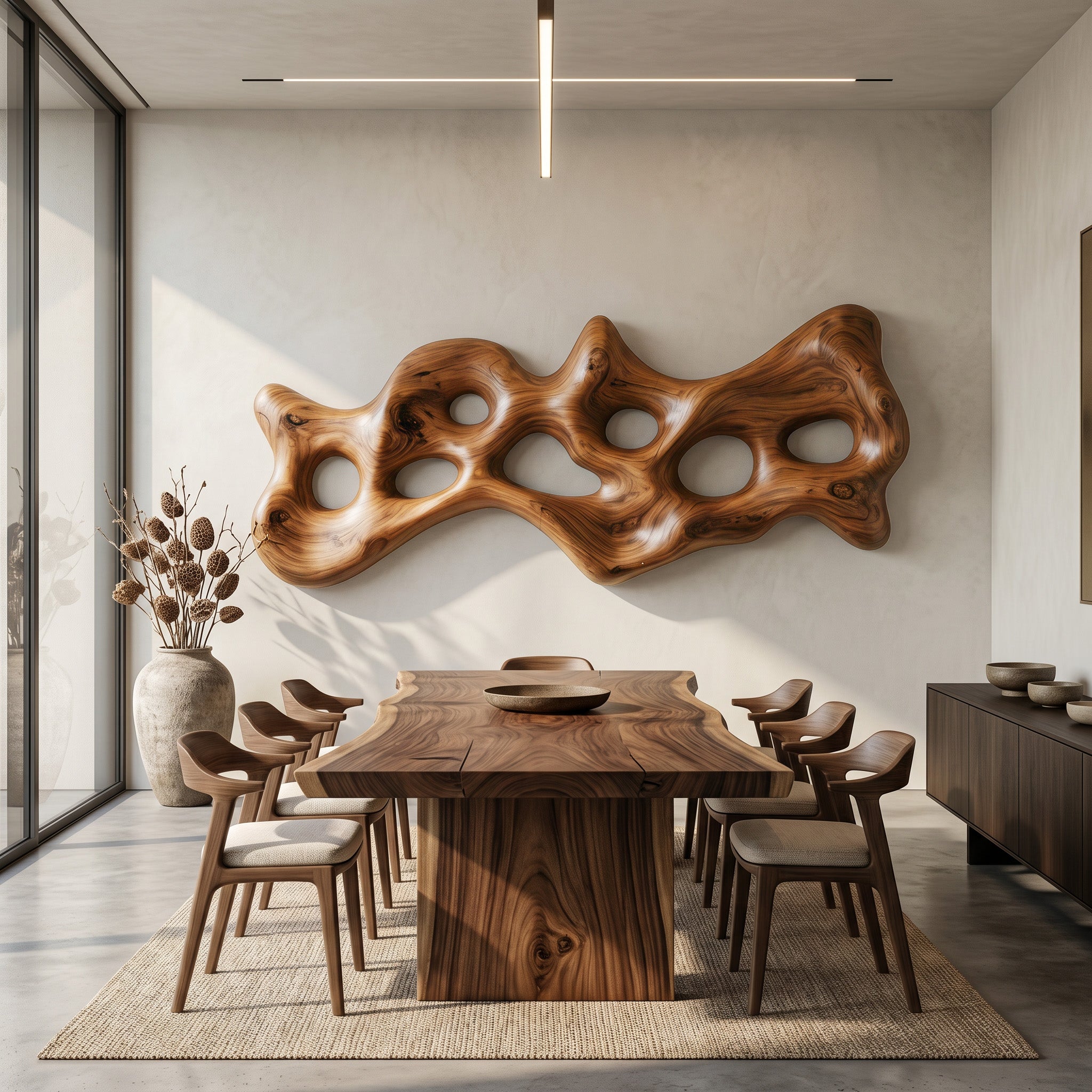 Organic Wall Art Sculpture With Carved Design For Living Room SITHHNWA012