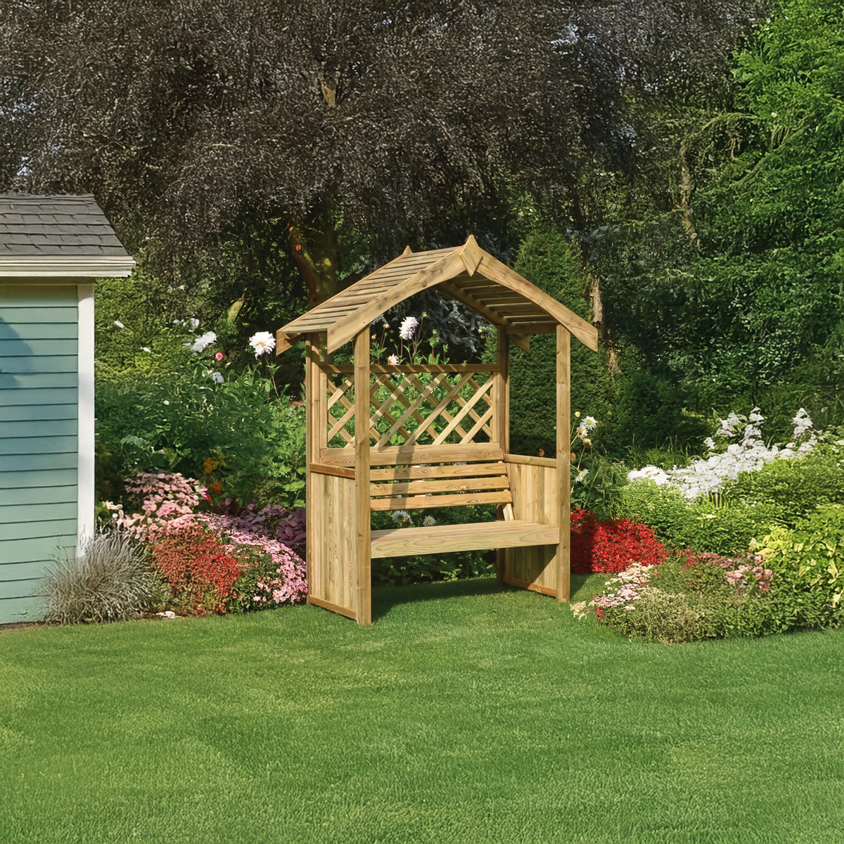 Garden Arbour Bench Rustic Wooden Vintage Gift SINLSAGB001