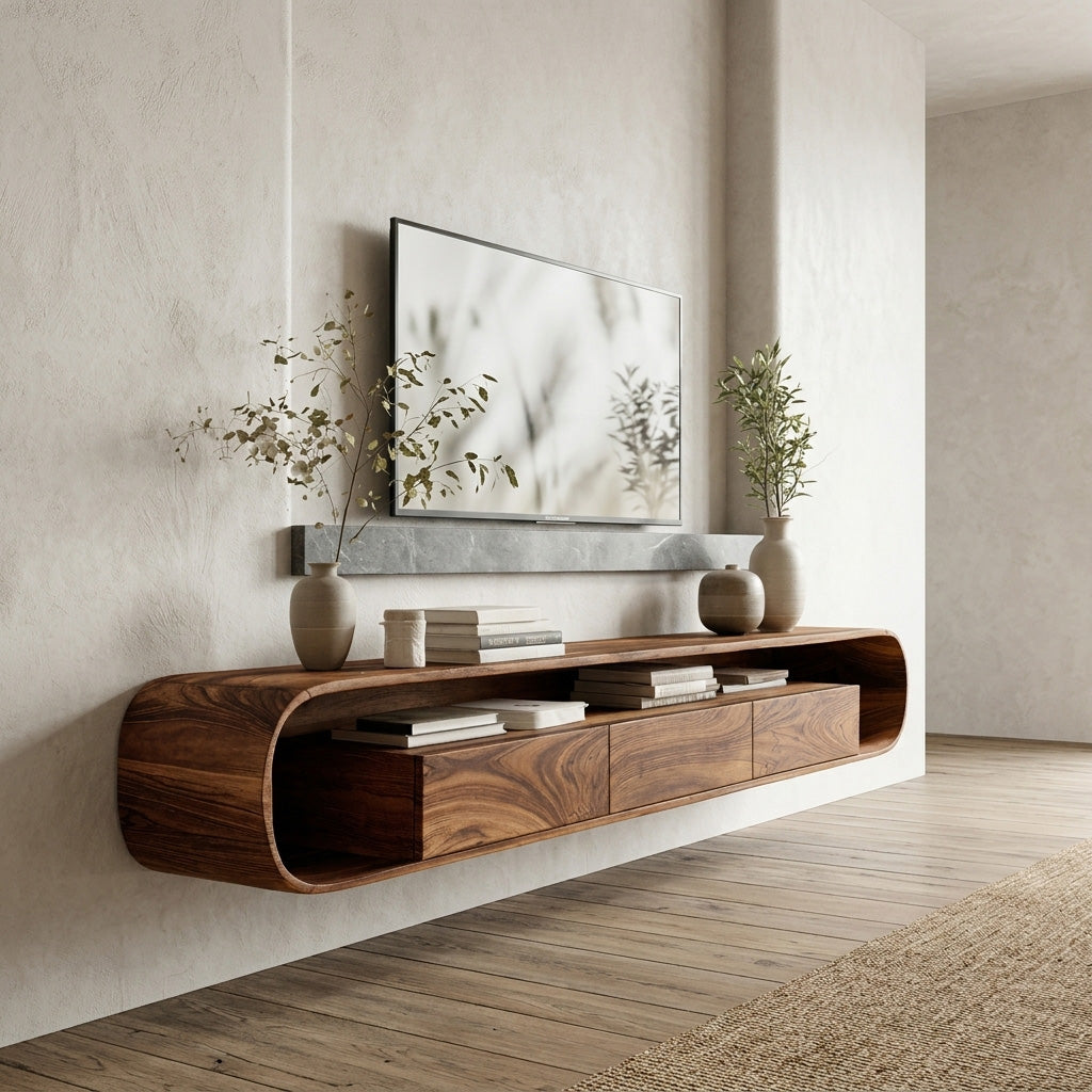 Organic Modern Floating TV Console For Living Room RTTHHNTVC059