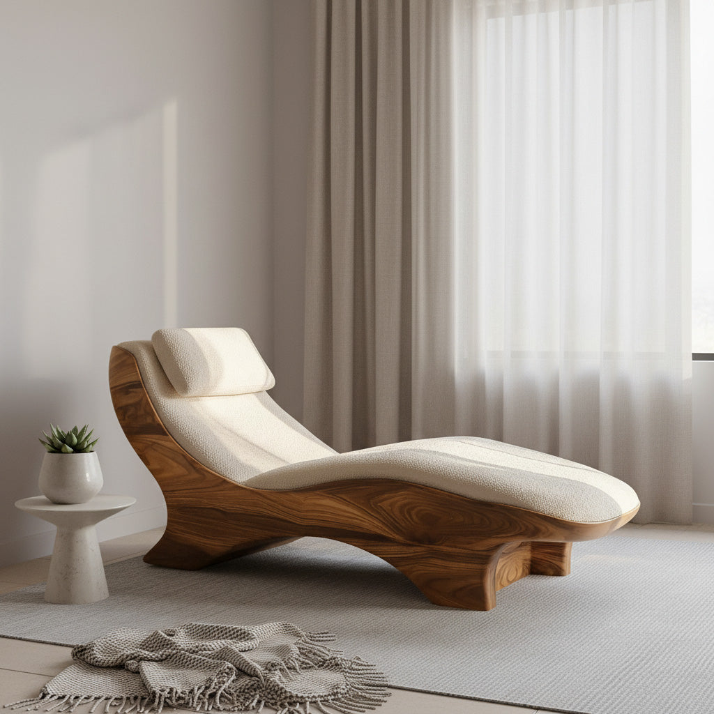Sculptural Natural Wood Lounge Chair For Bedroom Corner RTTHHNSFA033