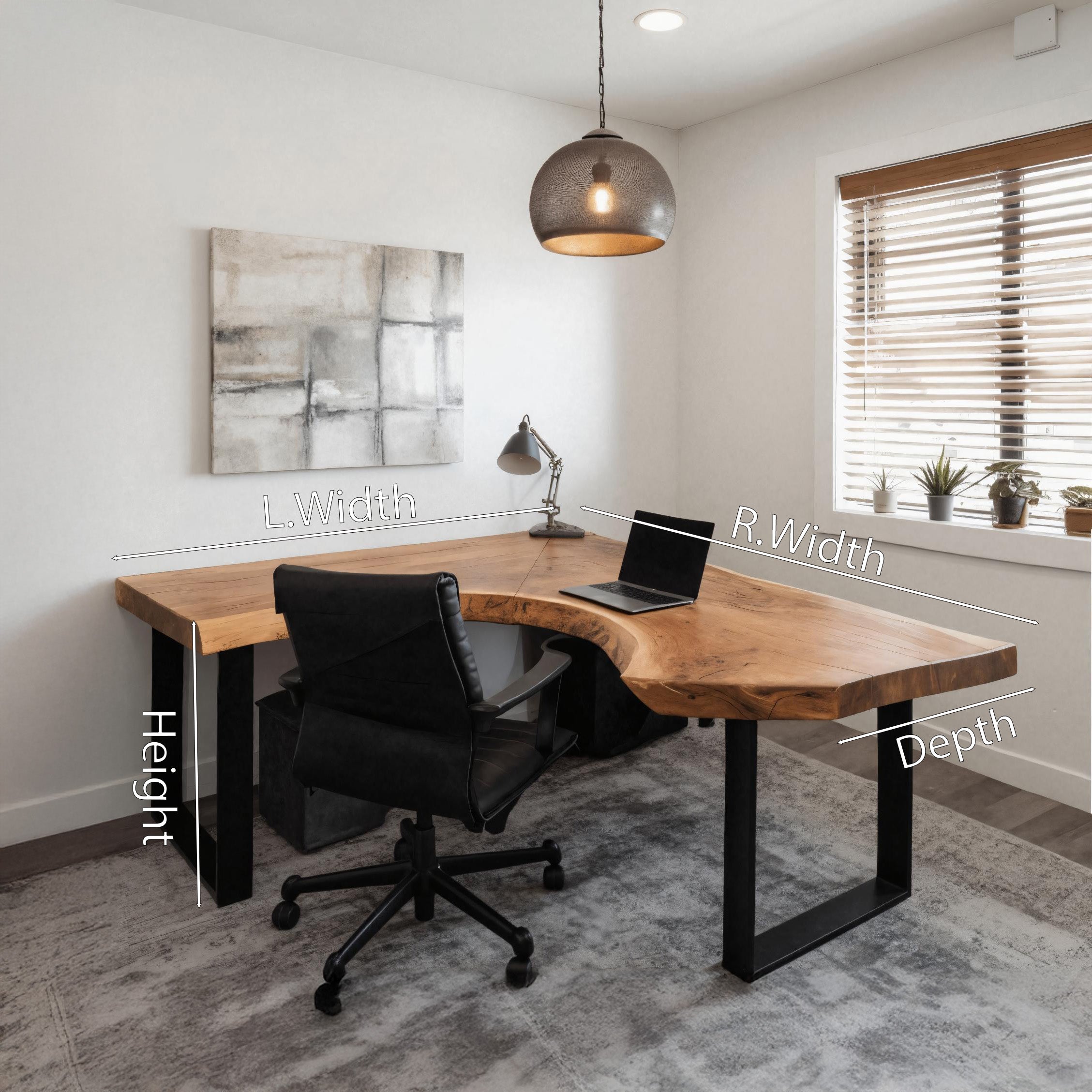 Modern Live Edge L Shaped Desk For Home Workspace SITHHNDE057