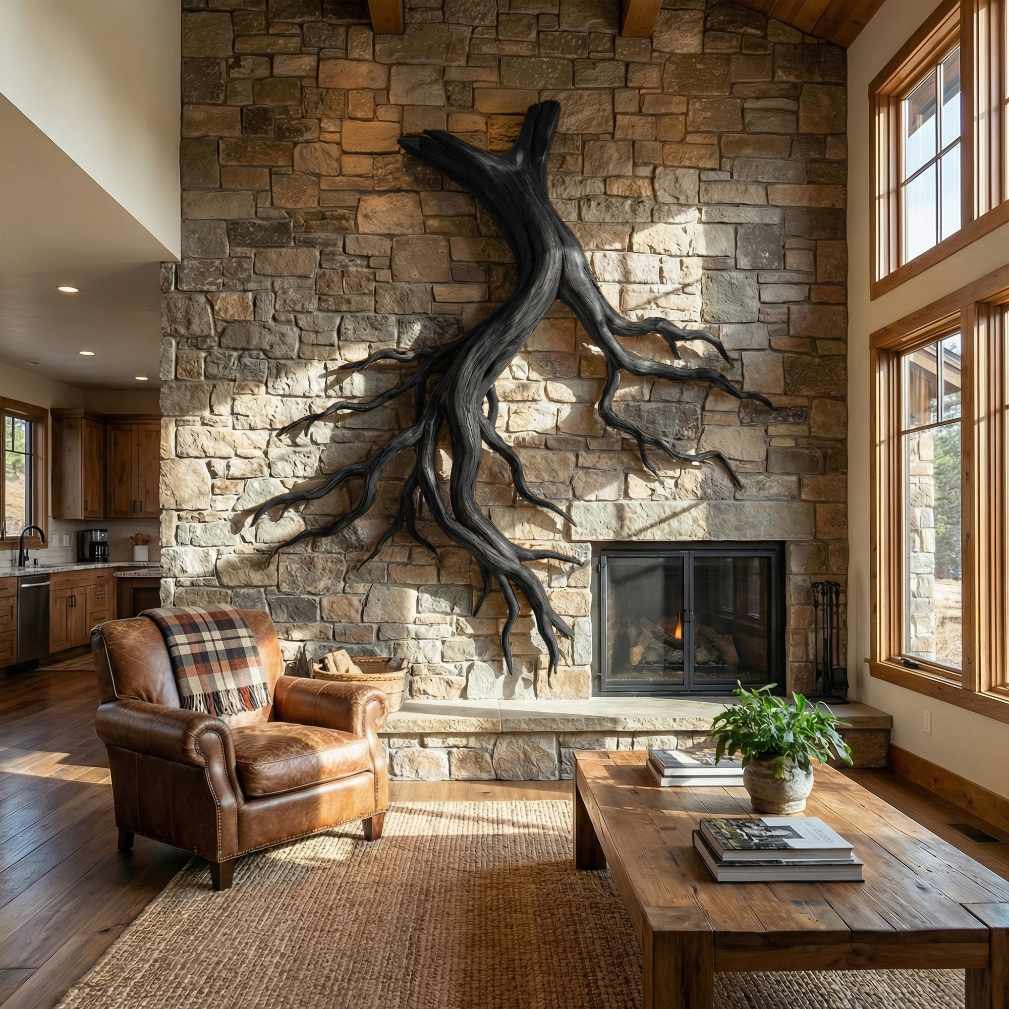 Mid Century Twisted Root Wall Sculpture Living Room SINLKIWD059