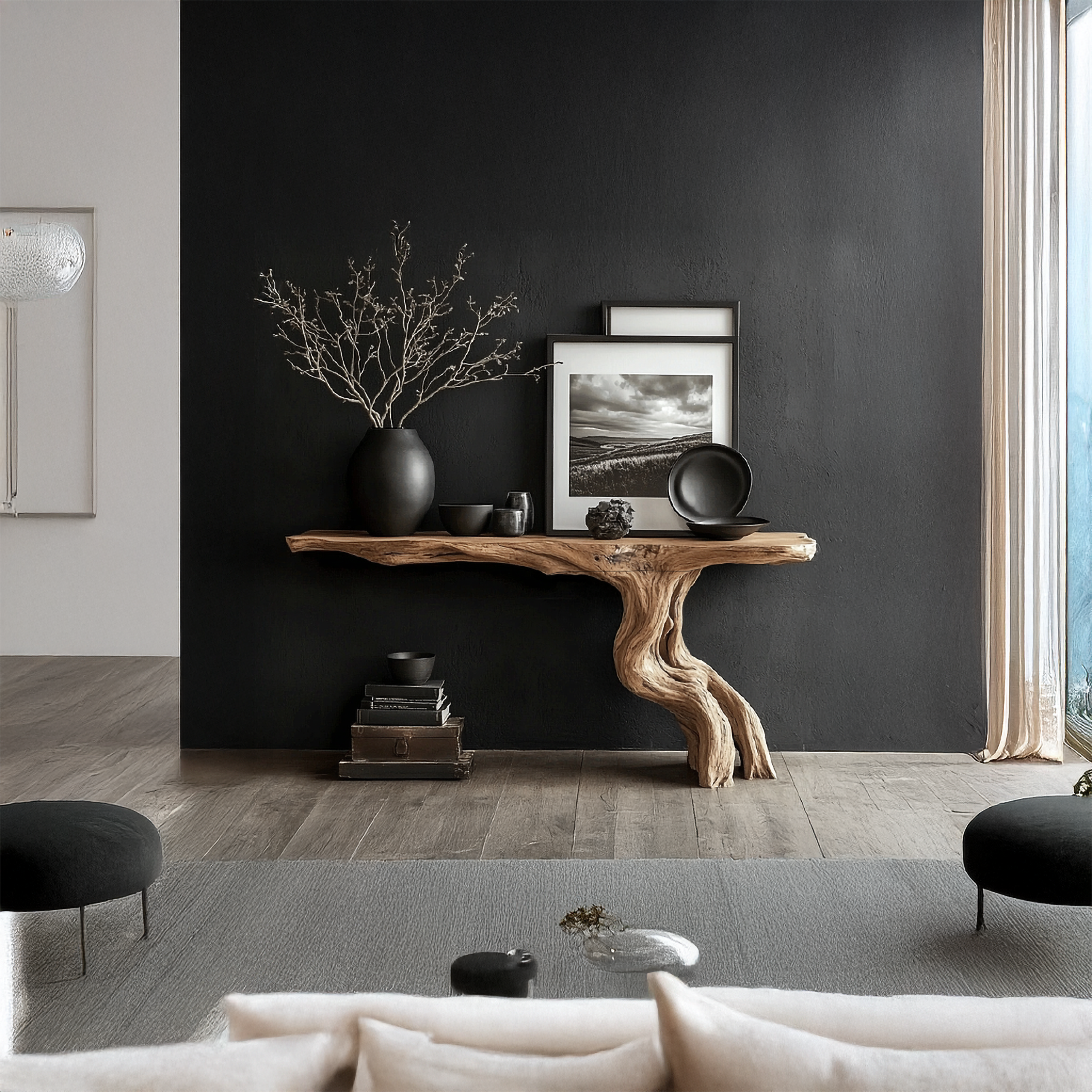 Rustic Console Table Driftwood Live Edge Natural Wood Gift SINLSACS090