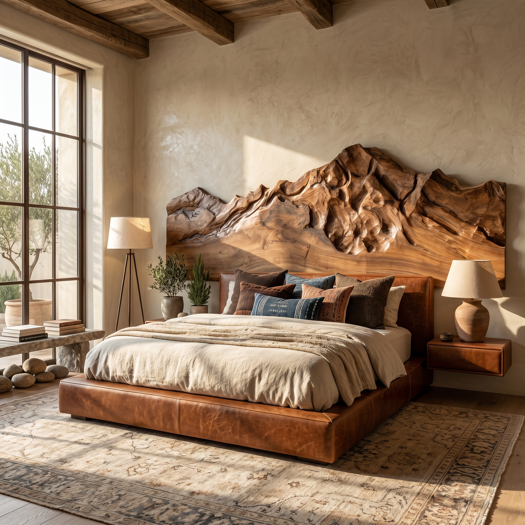 Rustic Mountain Wood Headboard For Farmhouse Bedroom Decor SILDTTRHB027