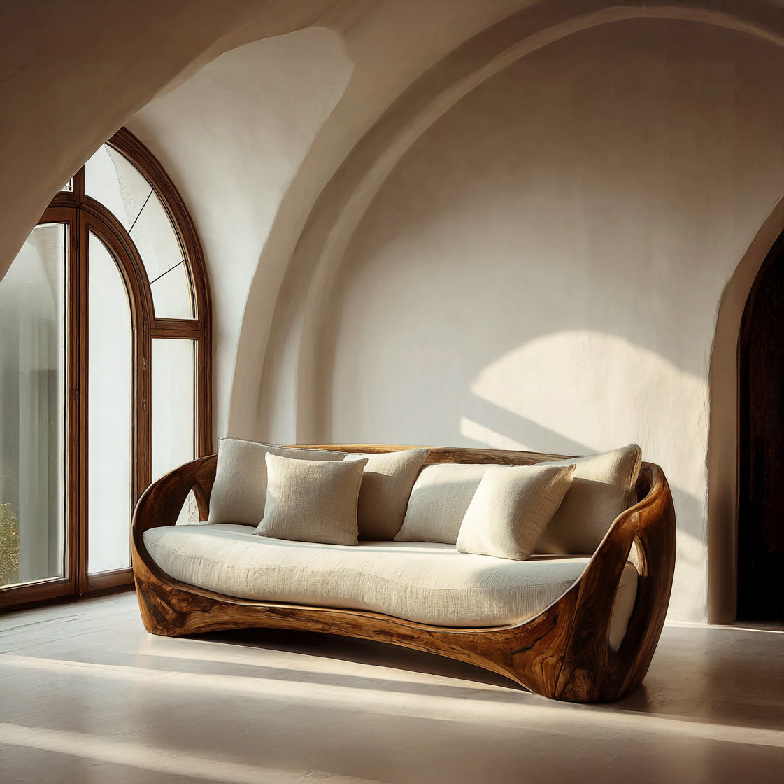Sculptural Wooden Frame Sofa For Modern Living Room RTTHHNSFA038