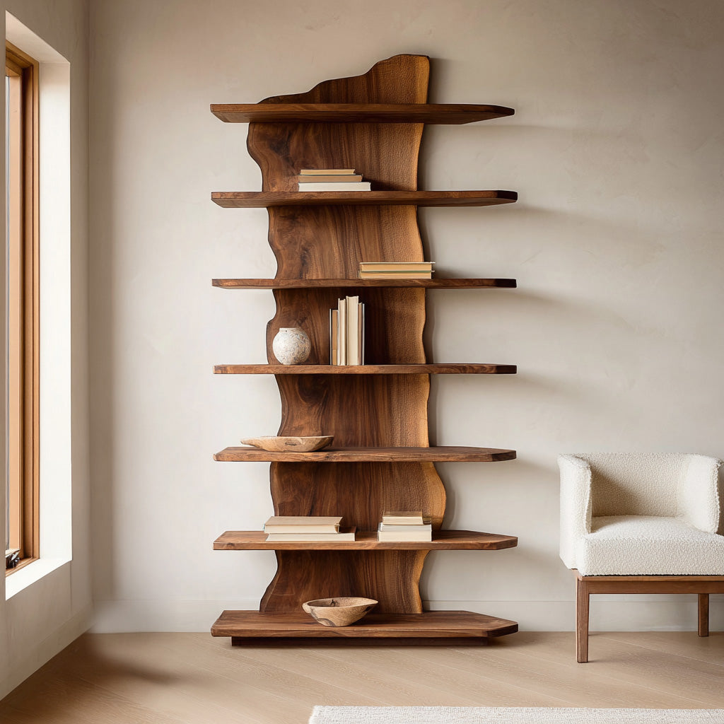 Organic Natural Wooden Standing Shelf For Reading Nook RTTHHNSS020