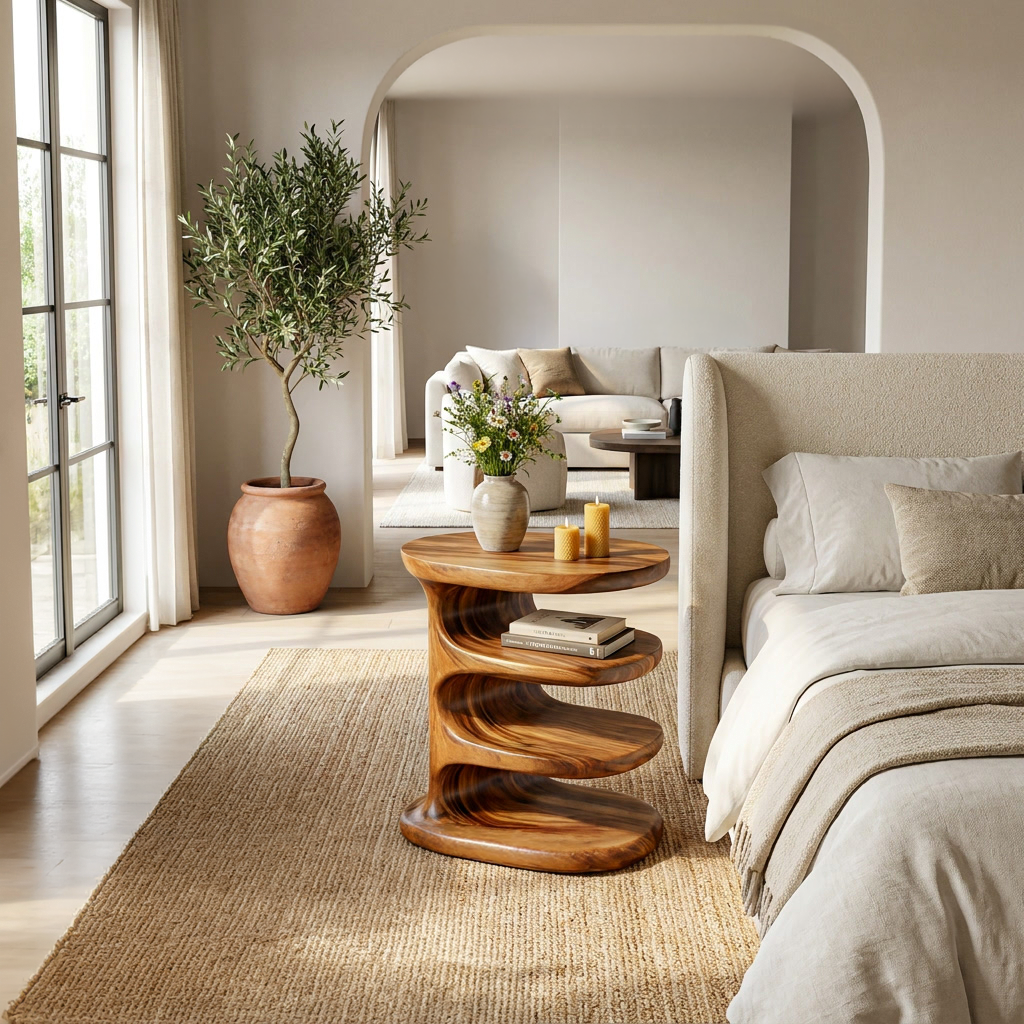 Wooden Nightstand Multi Layer Design For Modern Bedroom RTTHTTNS042