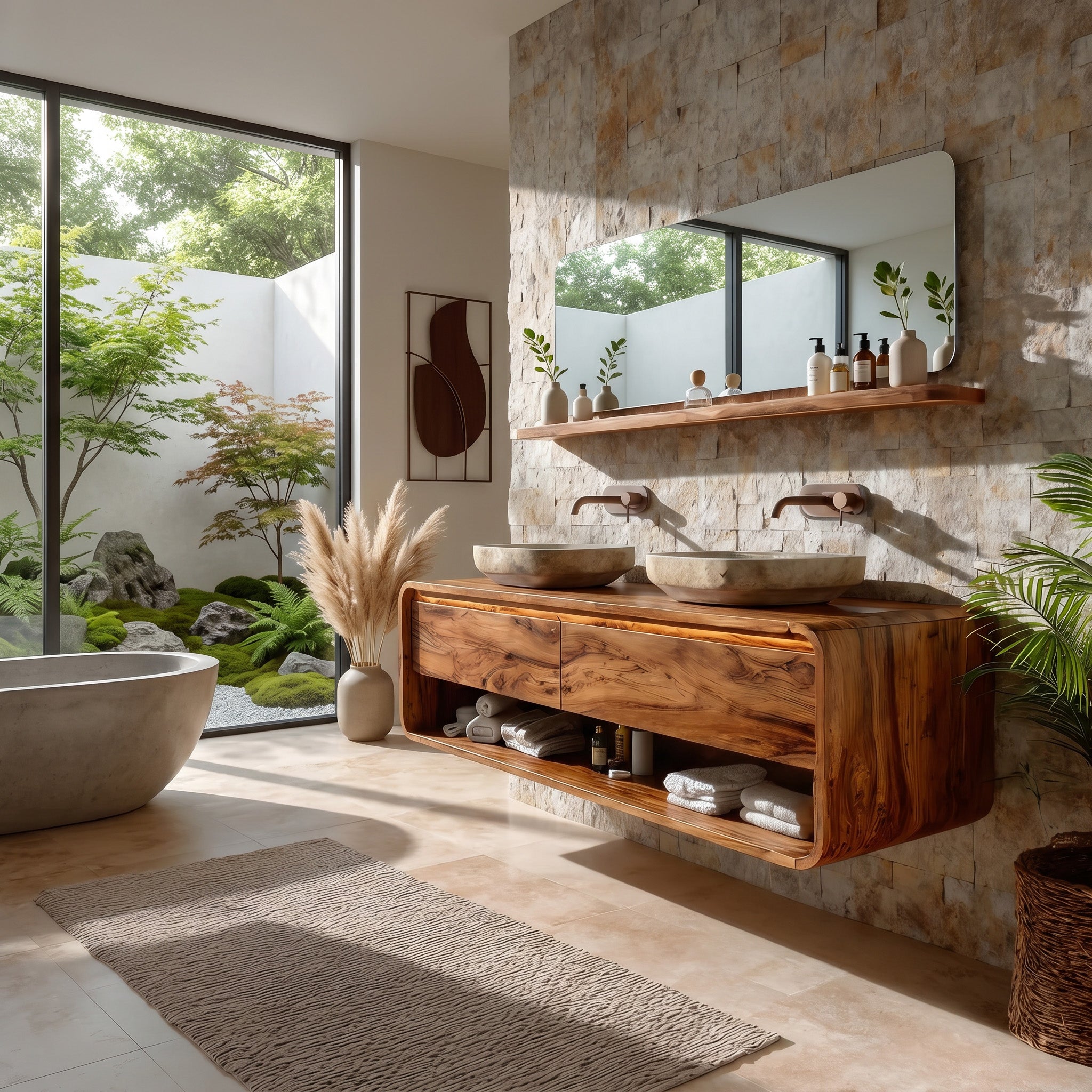 Minimalist Floating Wood Bathroom Vanity For Bathroom Areas RTTHHNBRV009