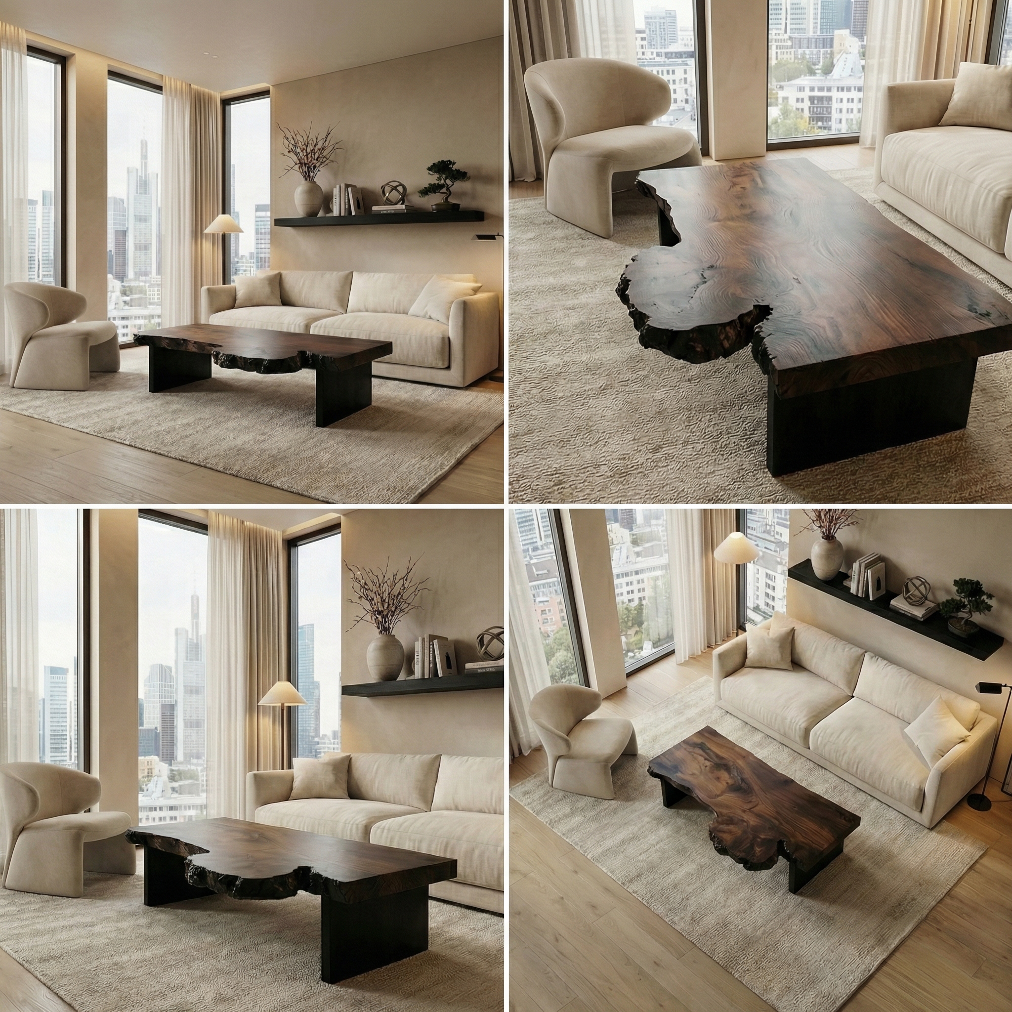 Modern Rustic Solid Wood Coffee Table For Living Room SINLSACF349