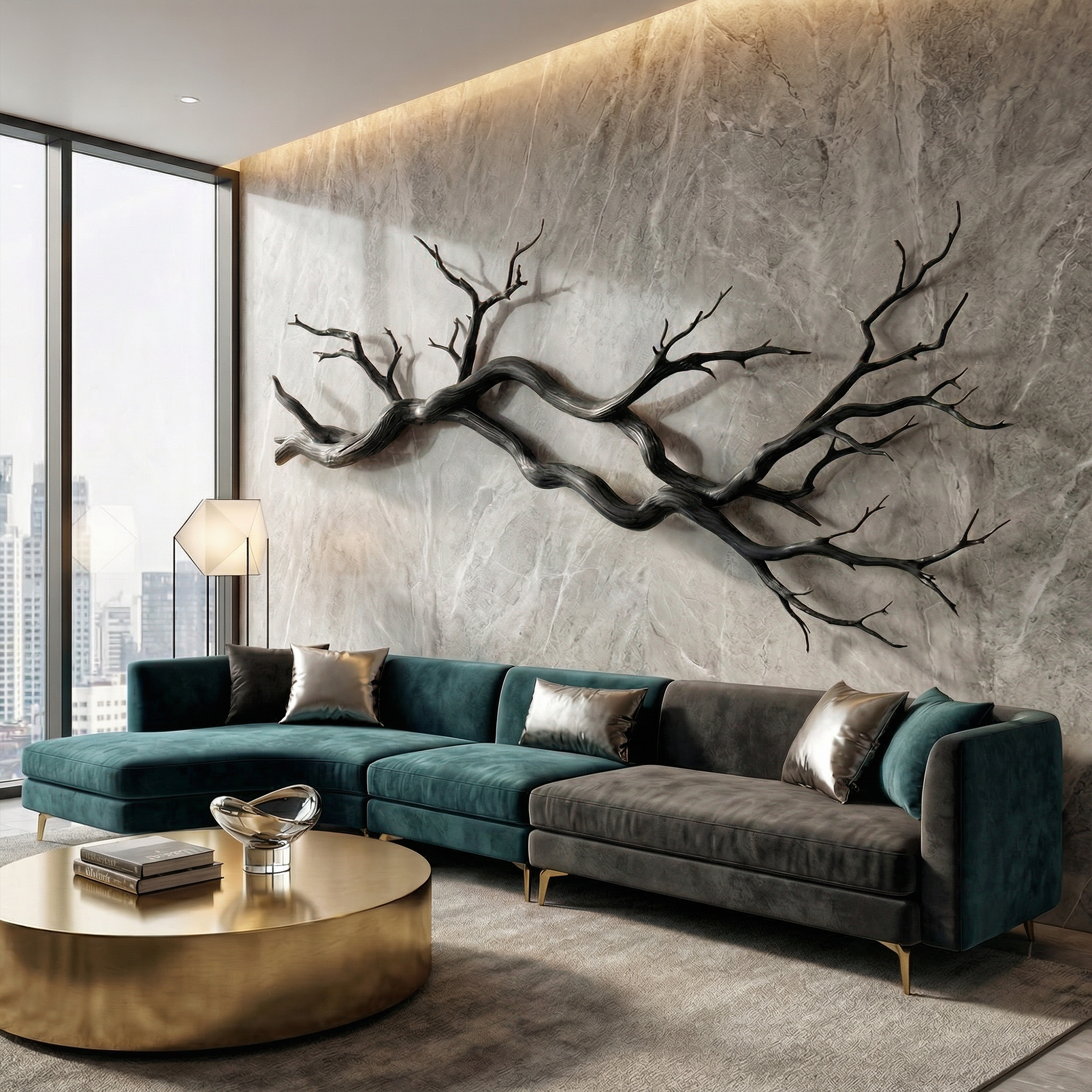 Wabi Sabi Horizontal Branch Wall Sculpture Living Room SINLKIWD061
