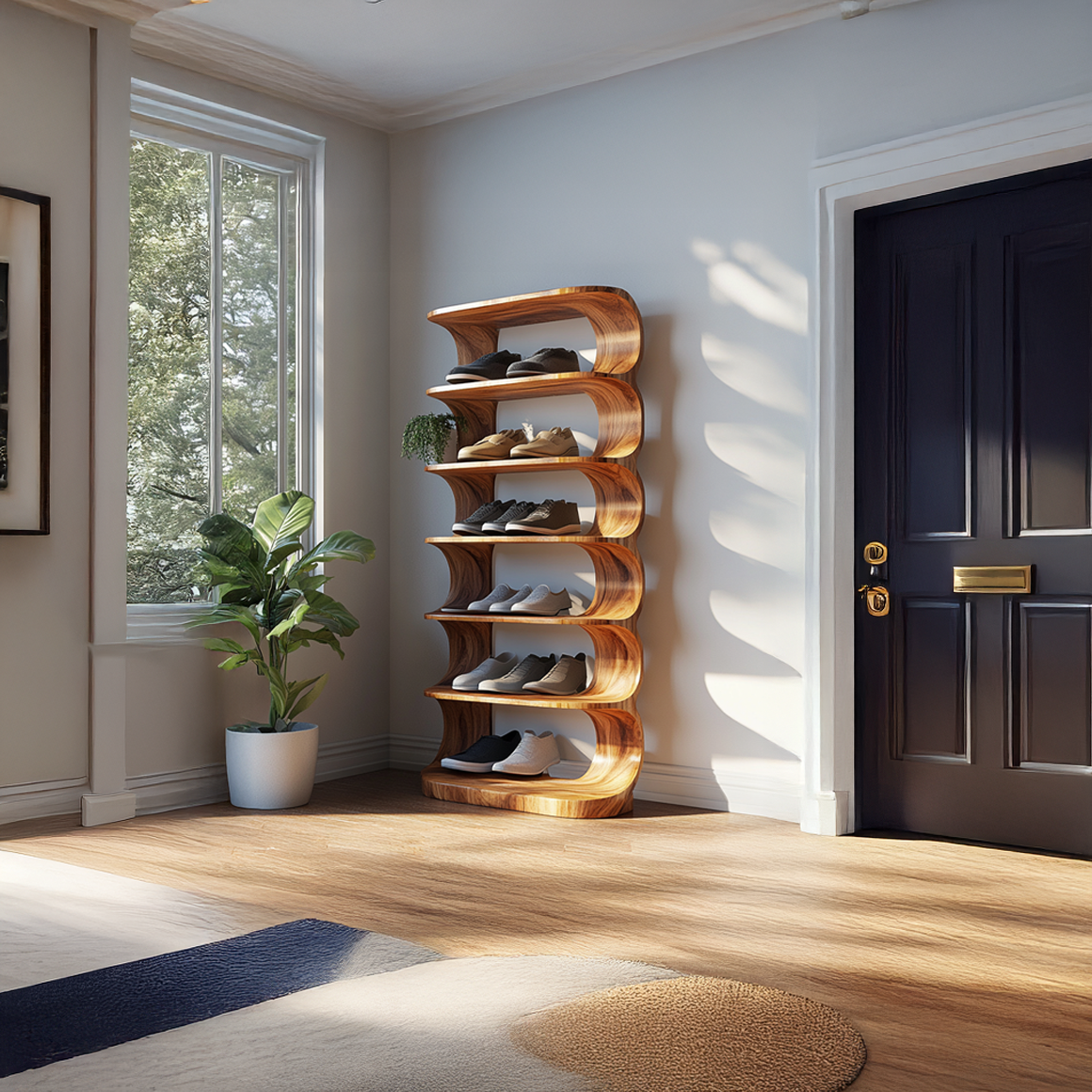 Rustic Minimal Shoe Rack Living Room And Bedroom SINLSASB063