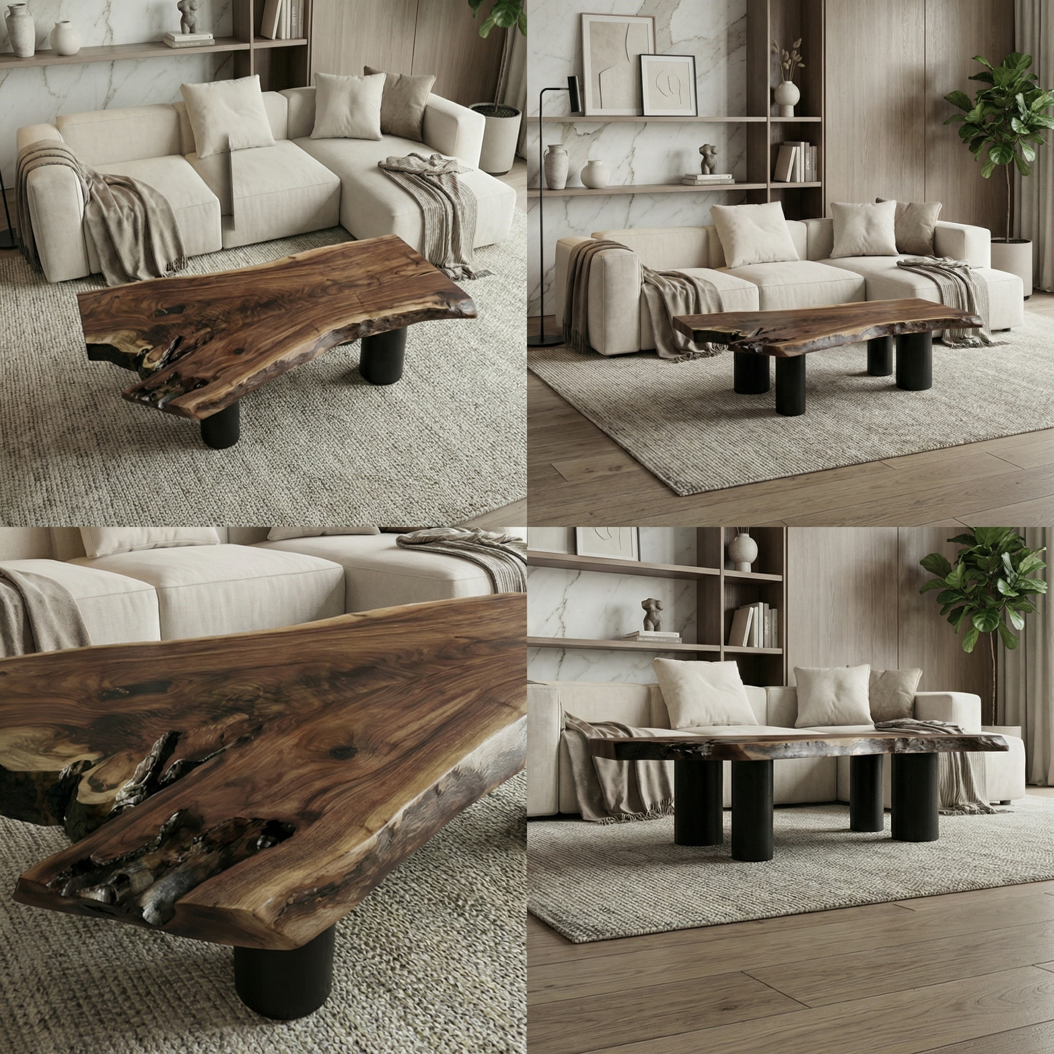 Organic Rustic Wood Coffee Table For Living Room SINLSACF350