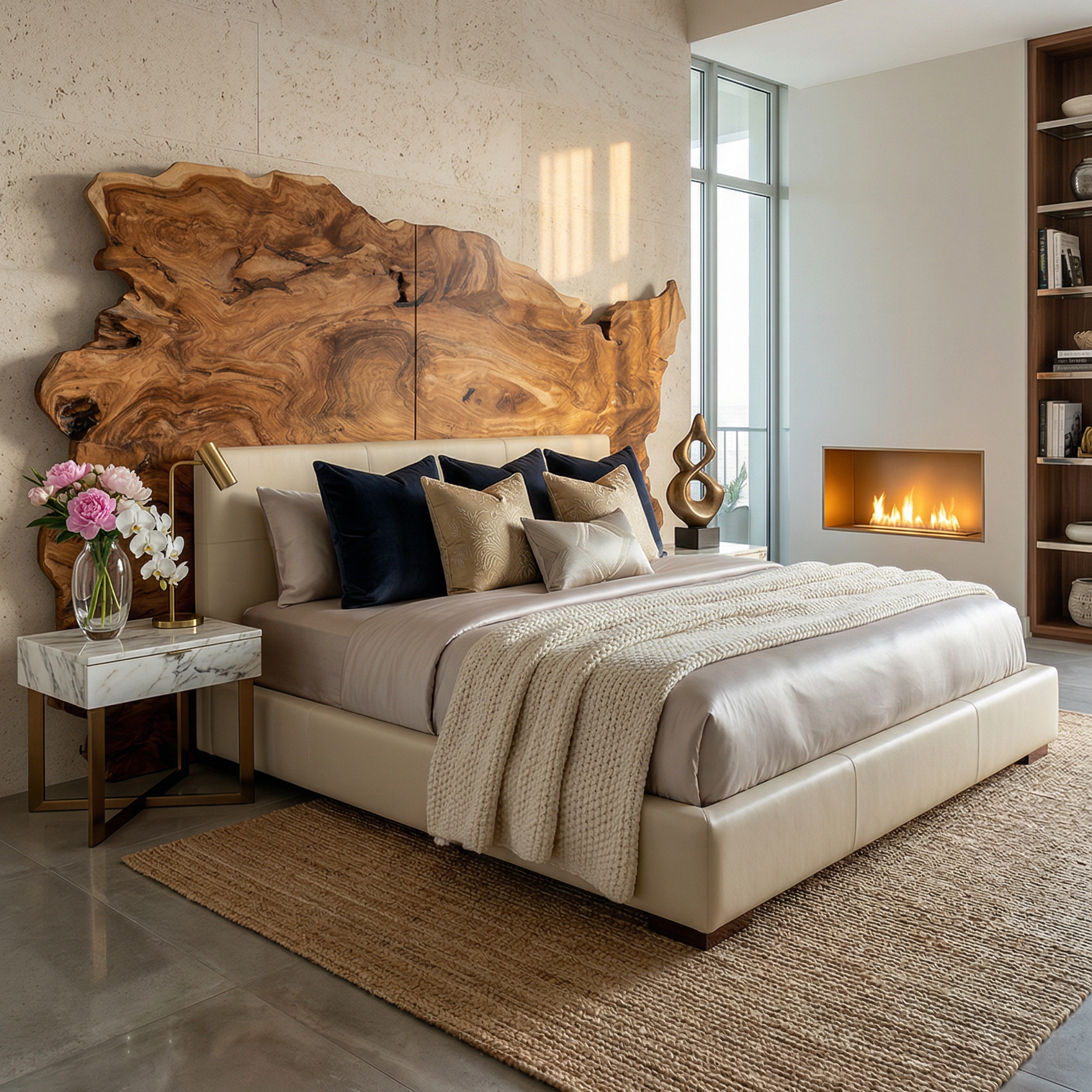 Organic Natural Wood Headboard For Minimalist Japandi Bedroom Design SILDTTRHB002