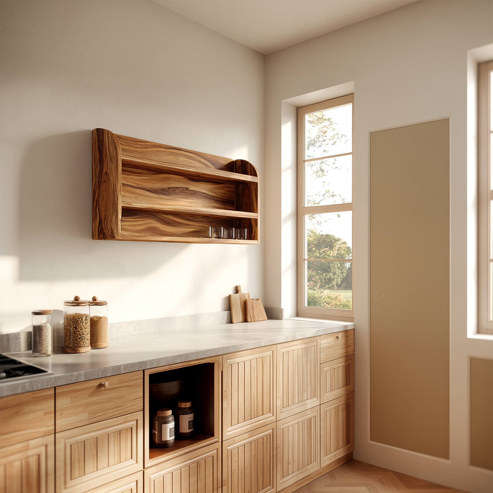 Rustic Floating Storage Shelf For Kitchen Or Pantry Space SINLSAKC008