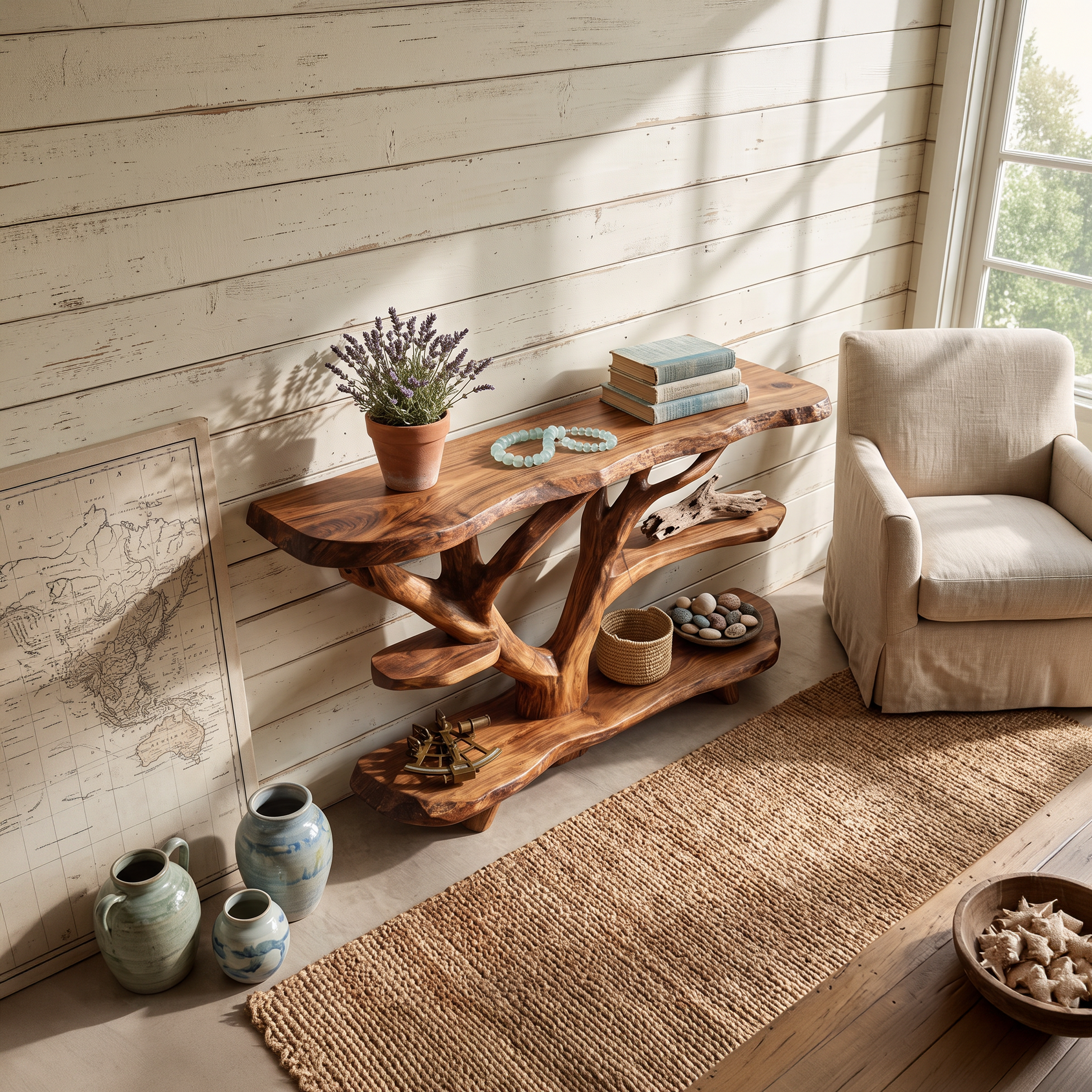 Mid Century Live Edge Entryway Table For Contemporary Bedroom Decor SILDTTNCS059
