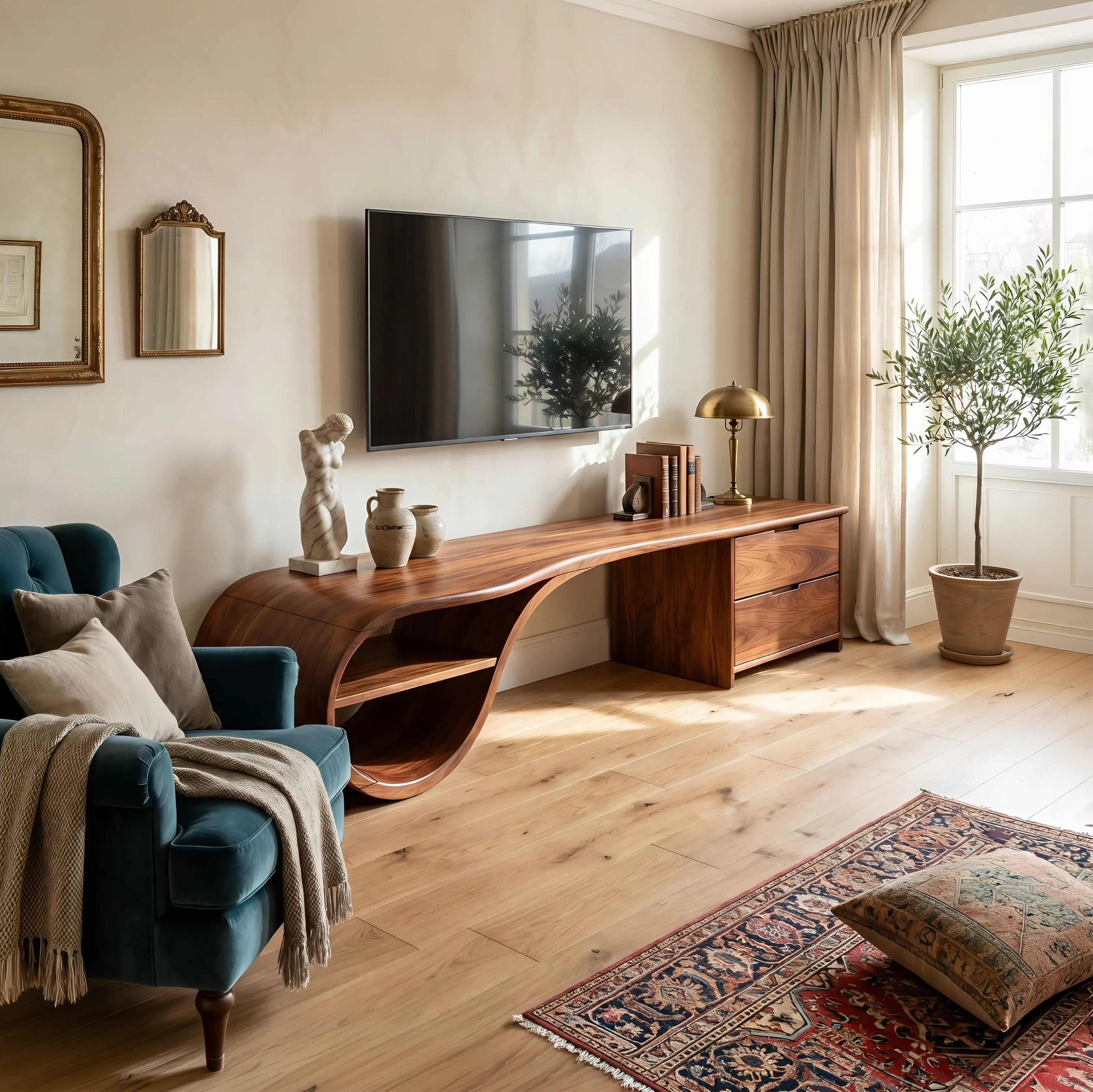 Scandinavian Organic TV Console For Living Room SILDTTNTVC130