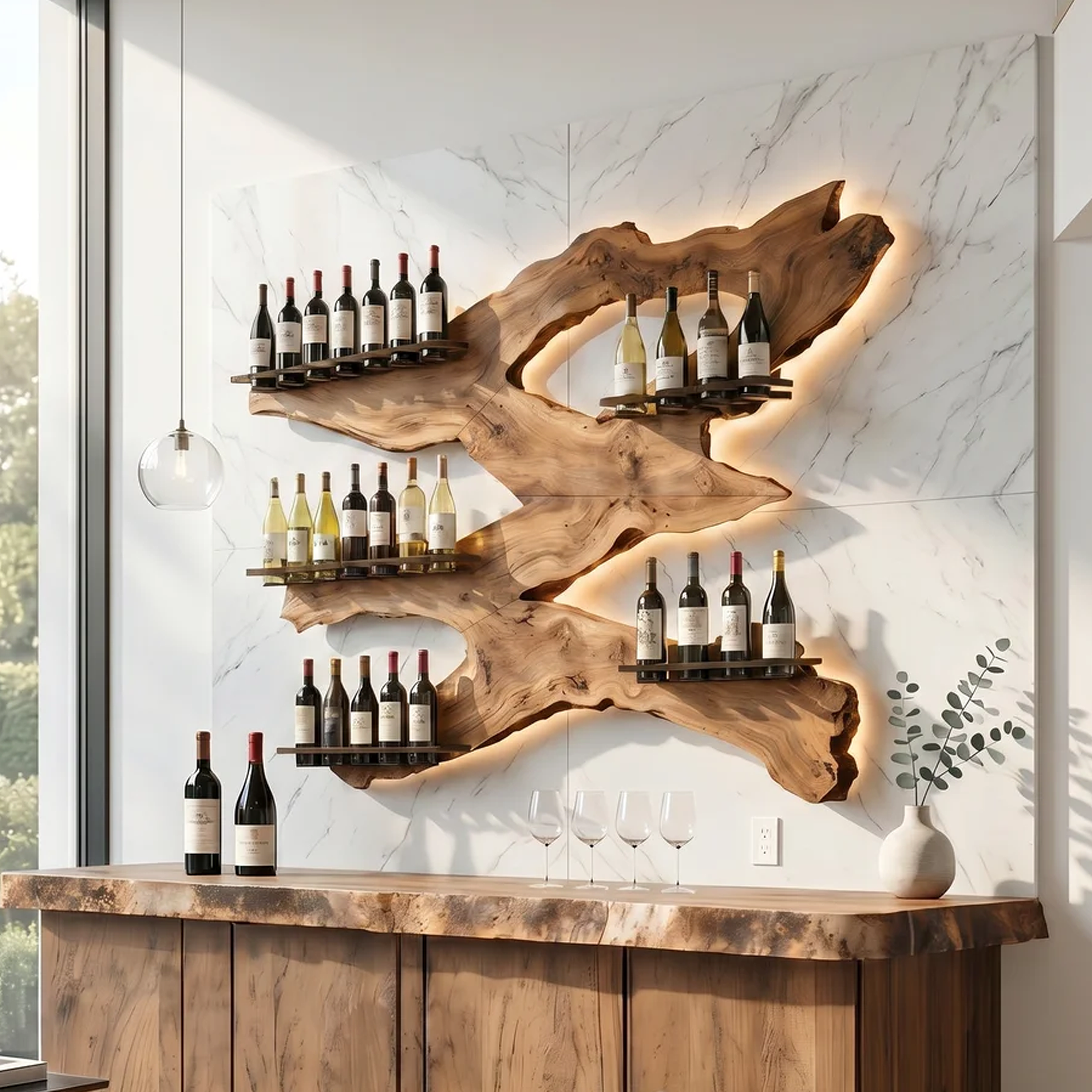 Handcrafted Wine Holder For Kitchen Wine Wall Accent SILDTTRWH027