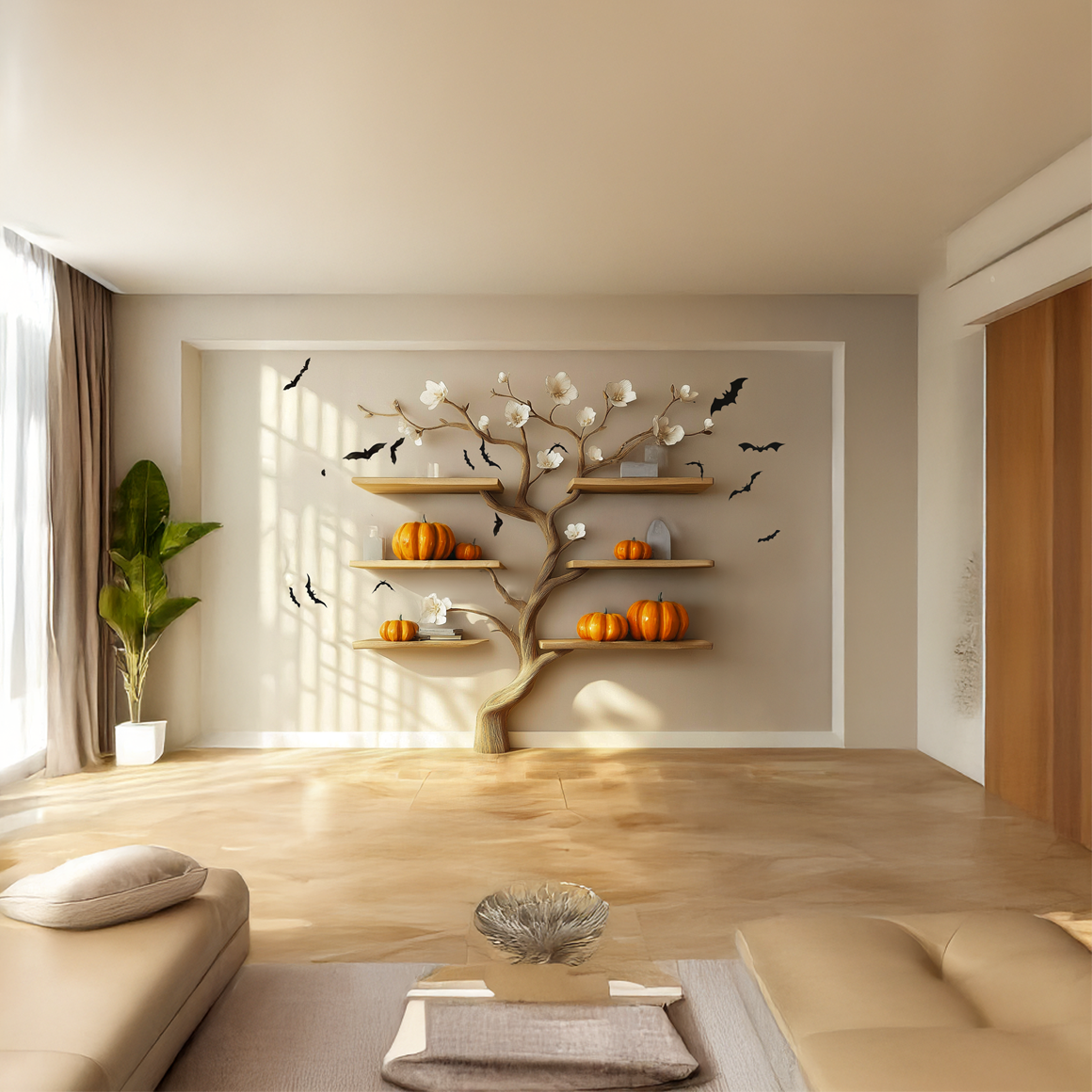 Tree Branch Bookshelve Wooden Natural Gift Halloween SINLSAHW006