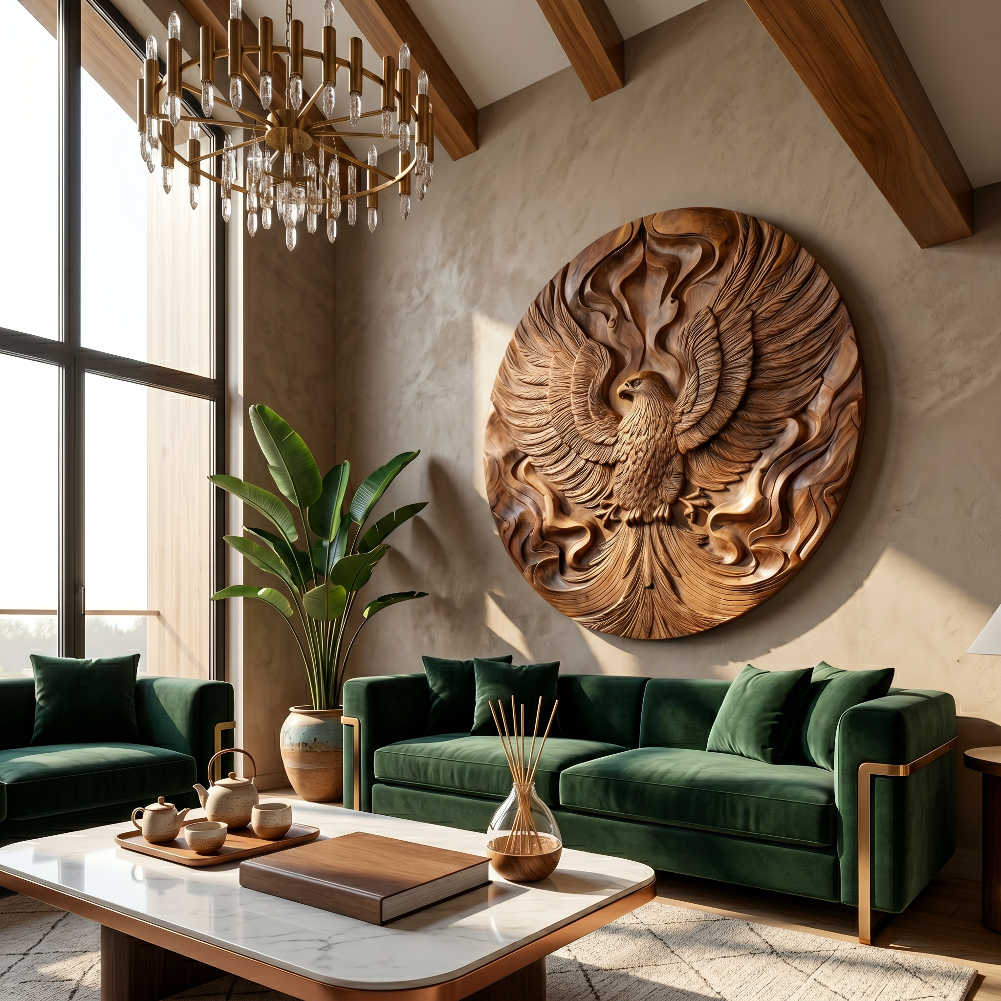 Majestic Phoenix Wood Wall Art Tropical Modern Villa Interior Decor SILDTTRWA114