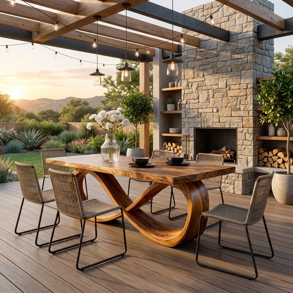 Modern Wooden Dining Table With Sculptural Base For Dining Room RTTHTTDN040