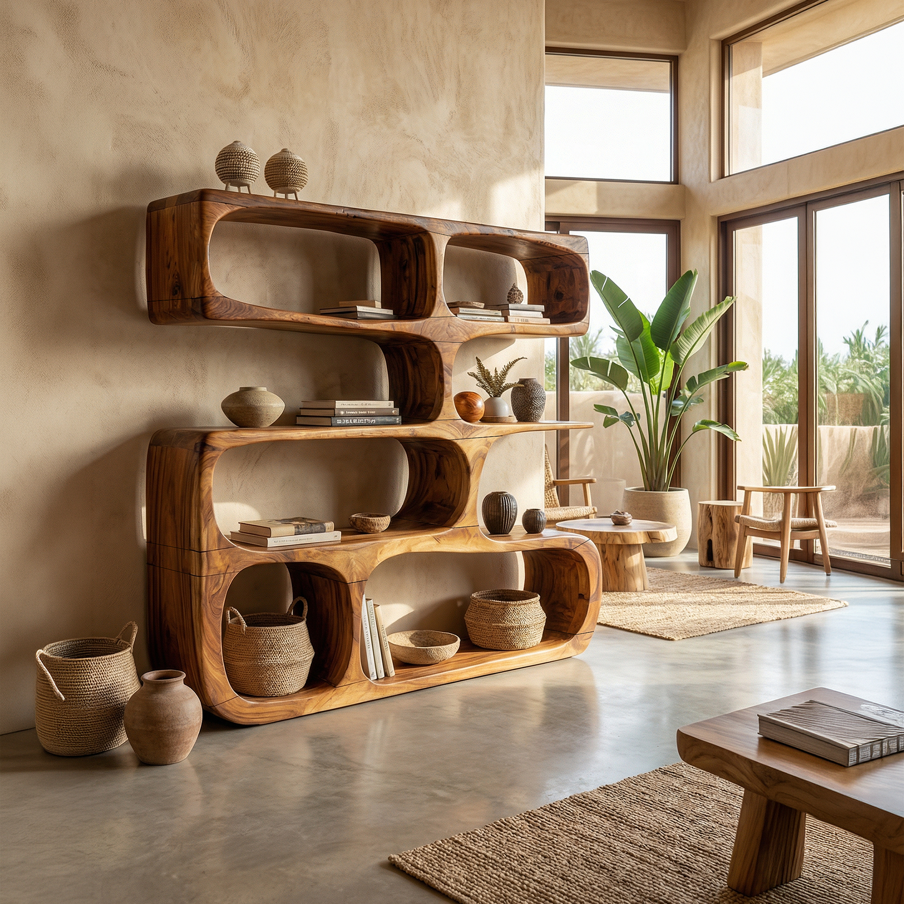 Minimalist Modern Sculptural Bookshelf Living Room Decor SILDTTRBS010