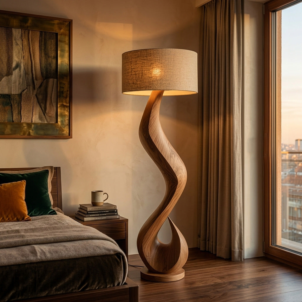 Modern Floor Lamp With Flowing Form For Living Room Corner RTTHHNLAM075