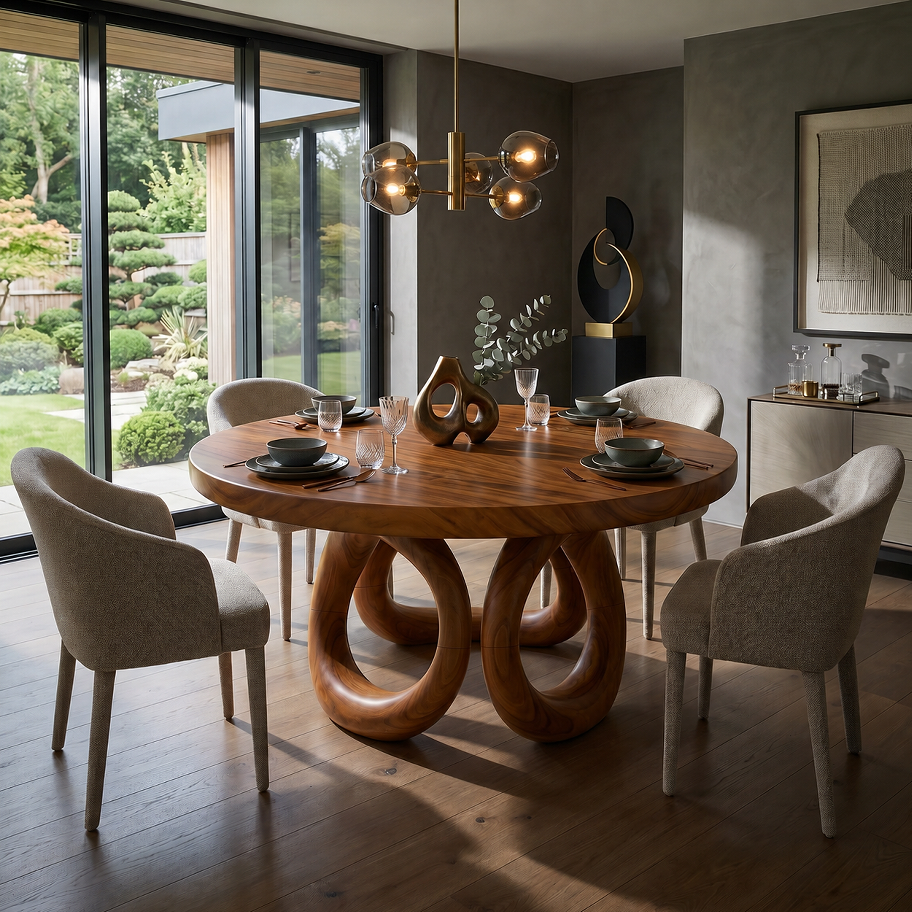 Modern Round Dining Set For Garden Kitchen SILDTTRDN055