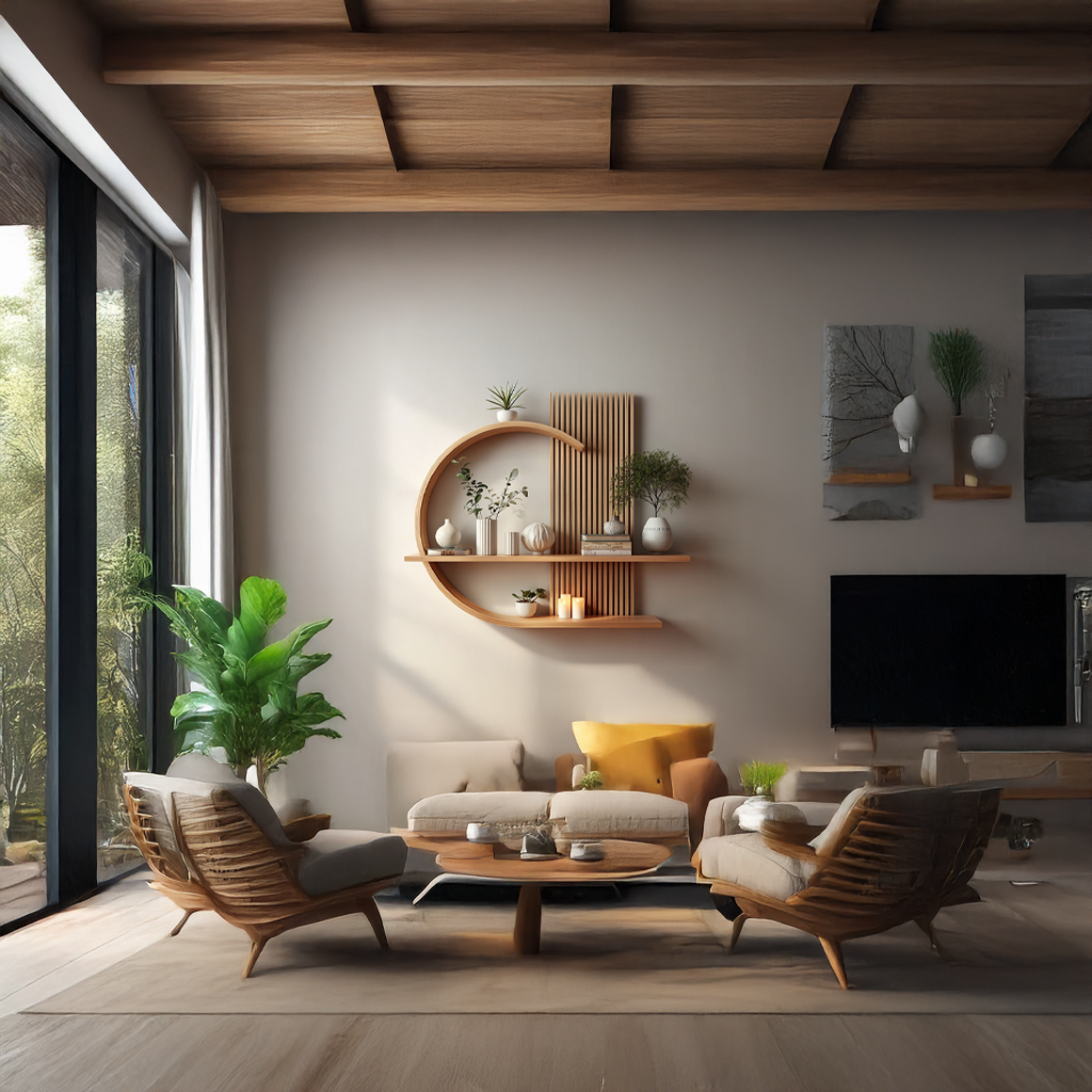 Japandi Organic Modern Wall Shelf Living Room And Bedroom SINLSAFL230